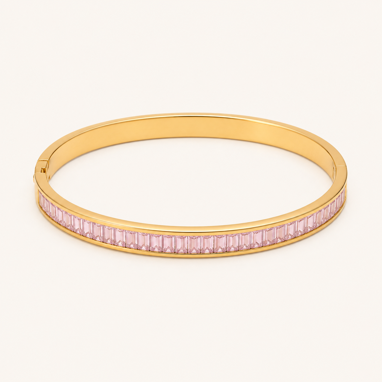 Pink Baguette Crystal Bangle Bracelets