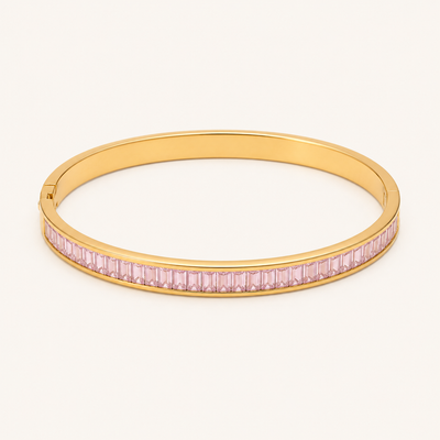 Pink Baguette Crystal Bangle Bracelets