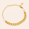 Golden Leaf Pearl Bracelet