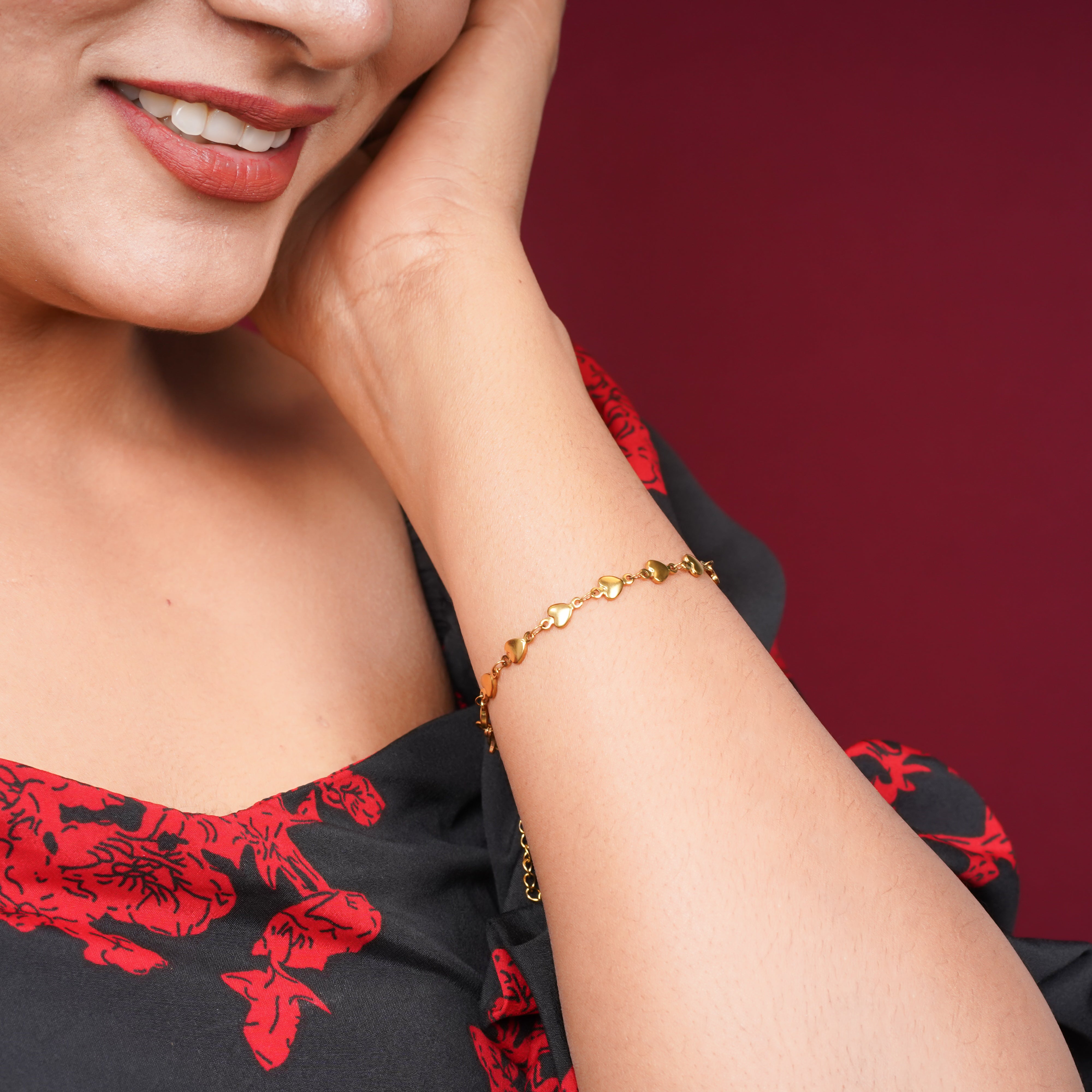 Gold-Toned Heart-Link Bracelet