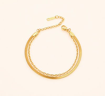 Gilded Ribbon & Orb Duo Bracelet