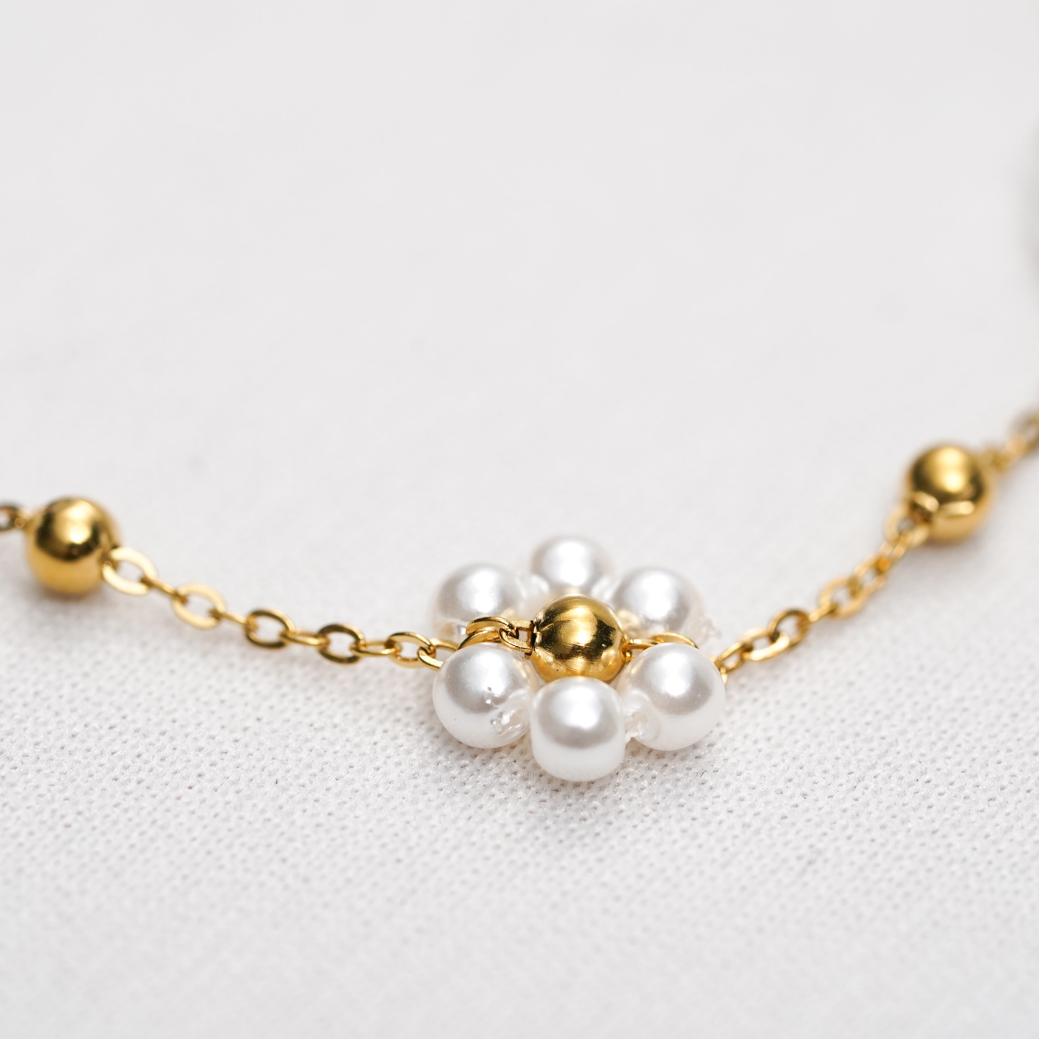Floral Pearl Charm Bracelet