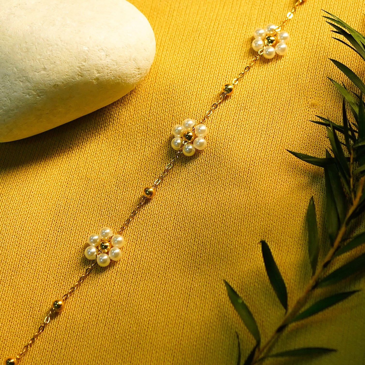 Floral Pearl Charm Bracelet