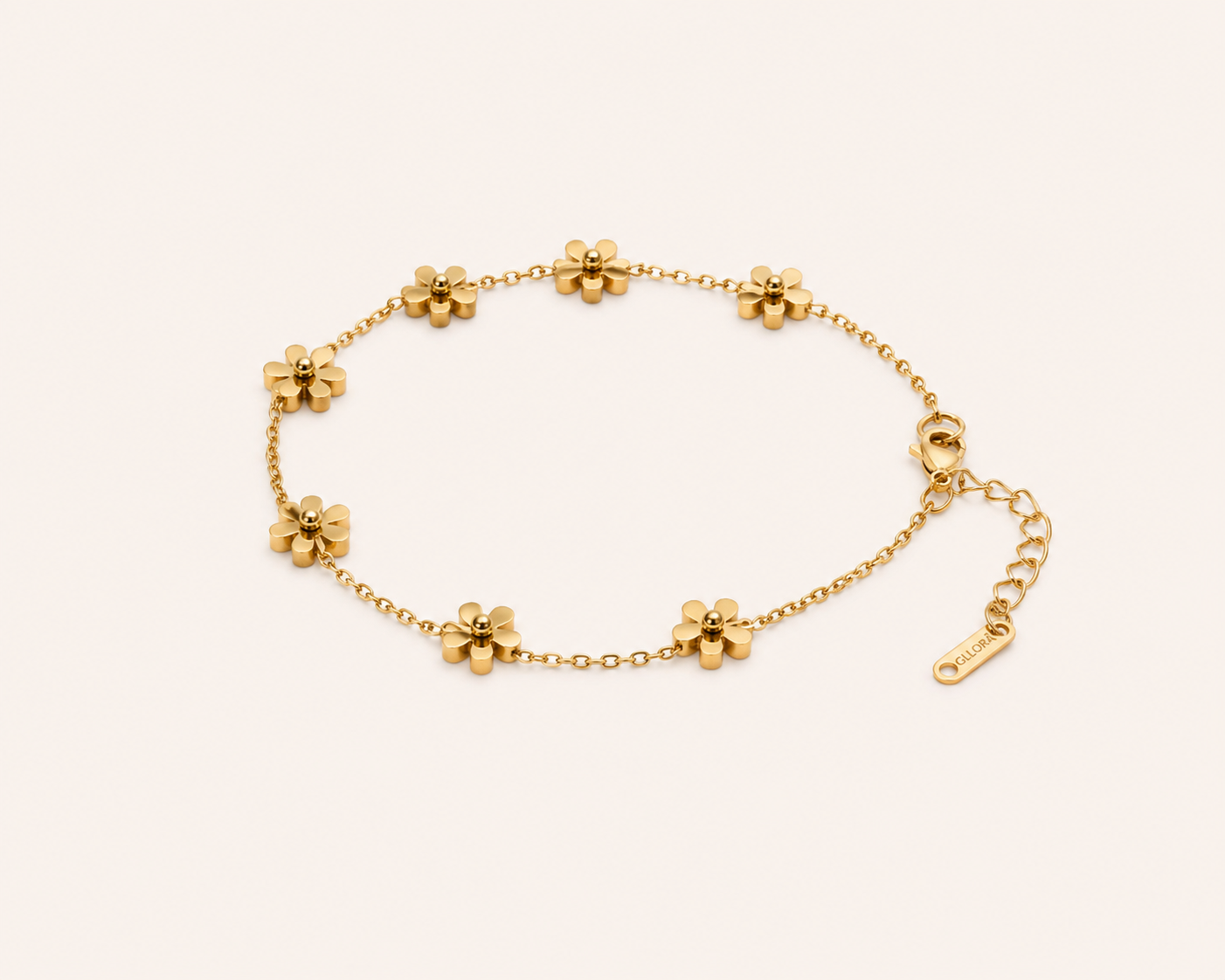 Seven Stationed Daisy Charms Bracelet