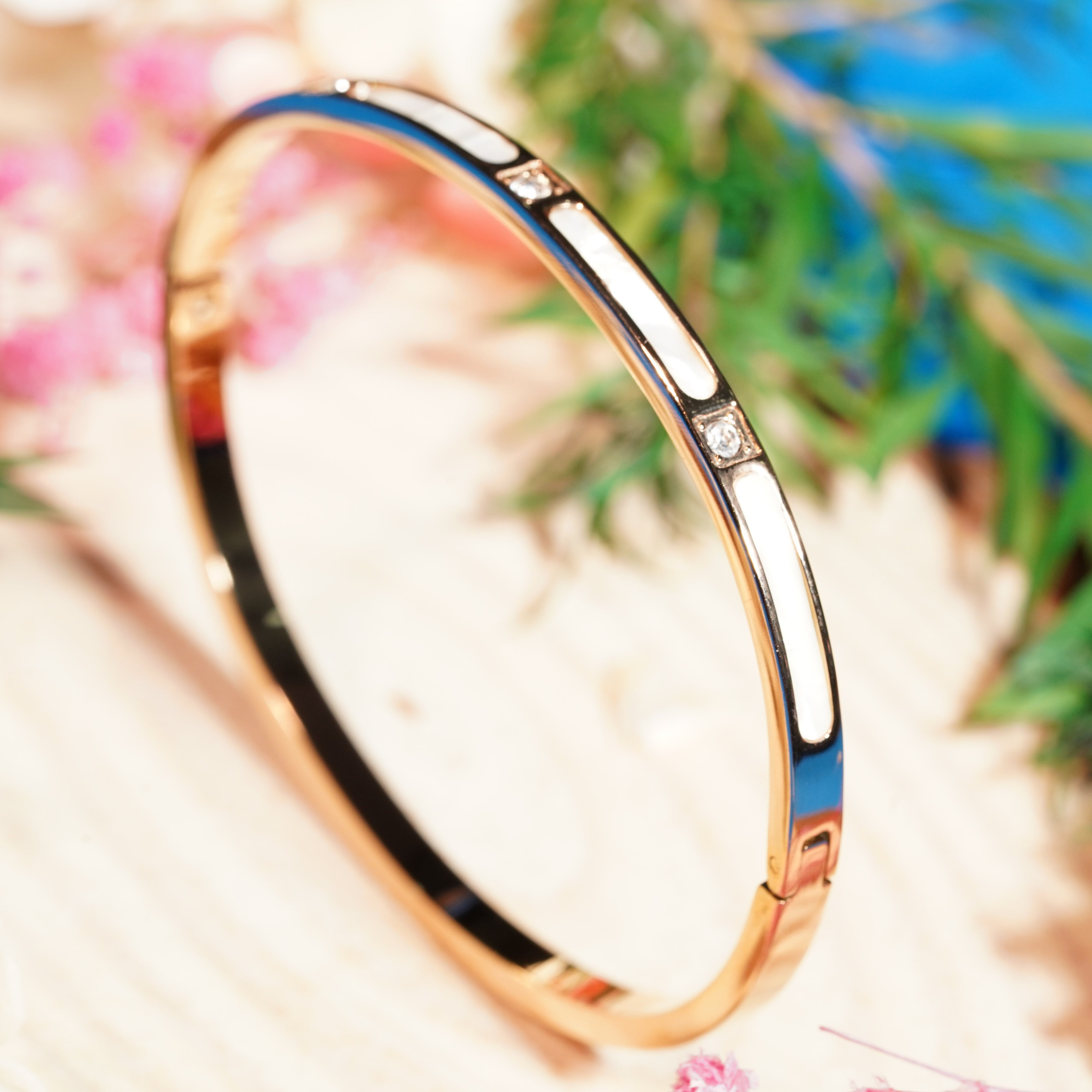 Architectural Shell Inlay Bangle