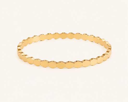 Hexagon Gold Bangle