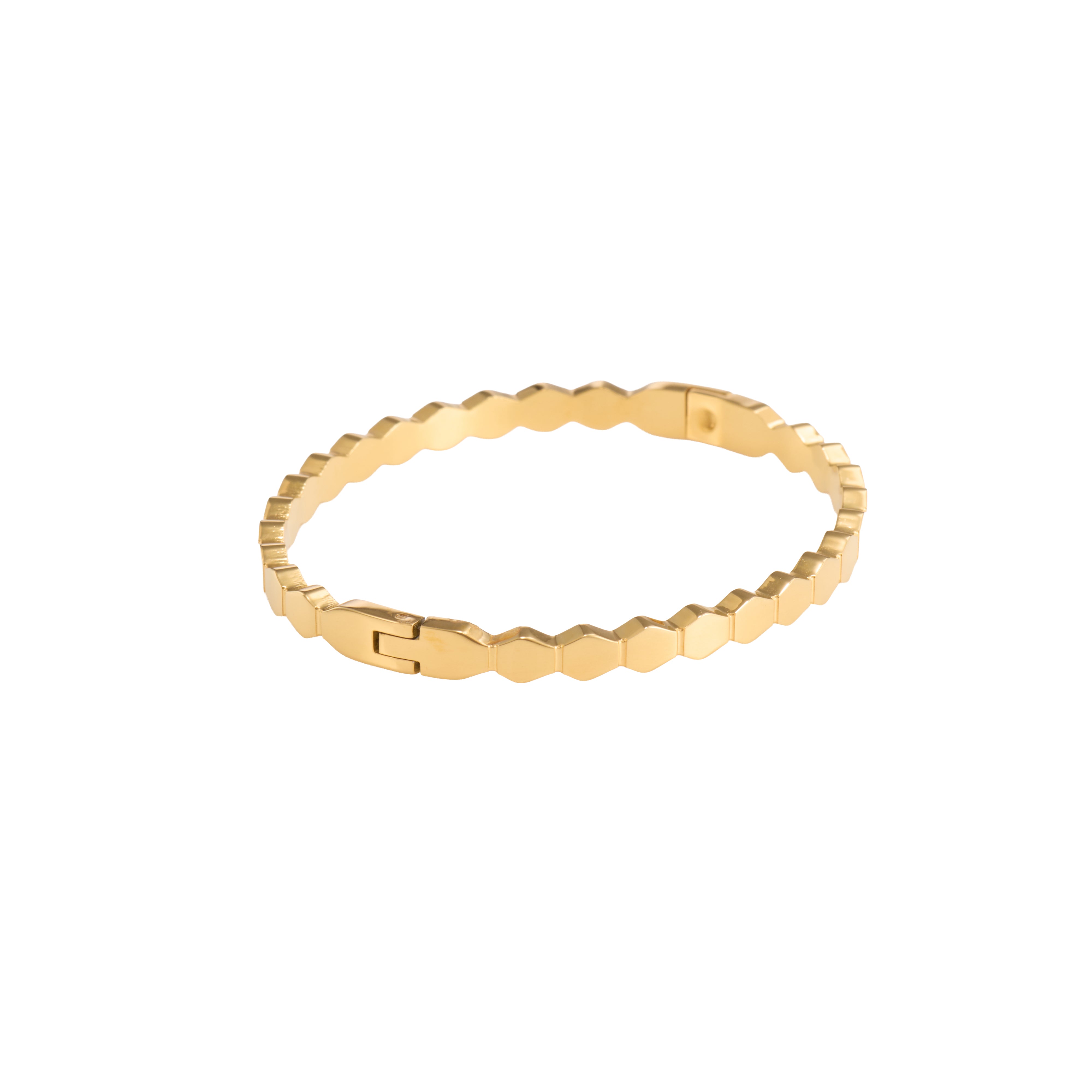 Hexagon Gold Bangle