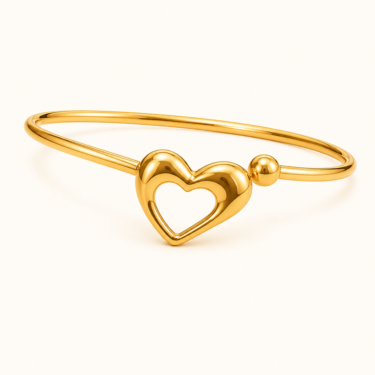 Minimal Heart Design Gold Bangle