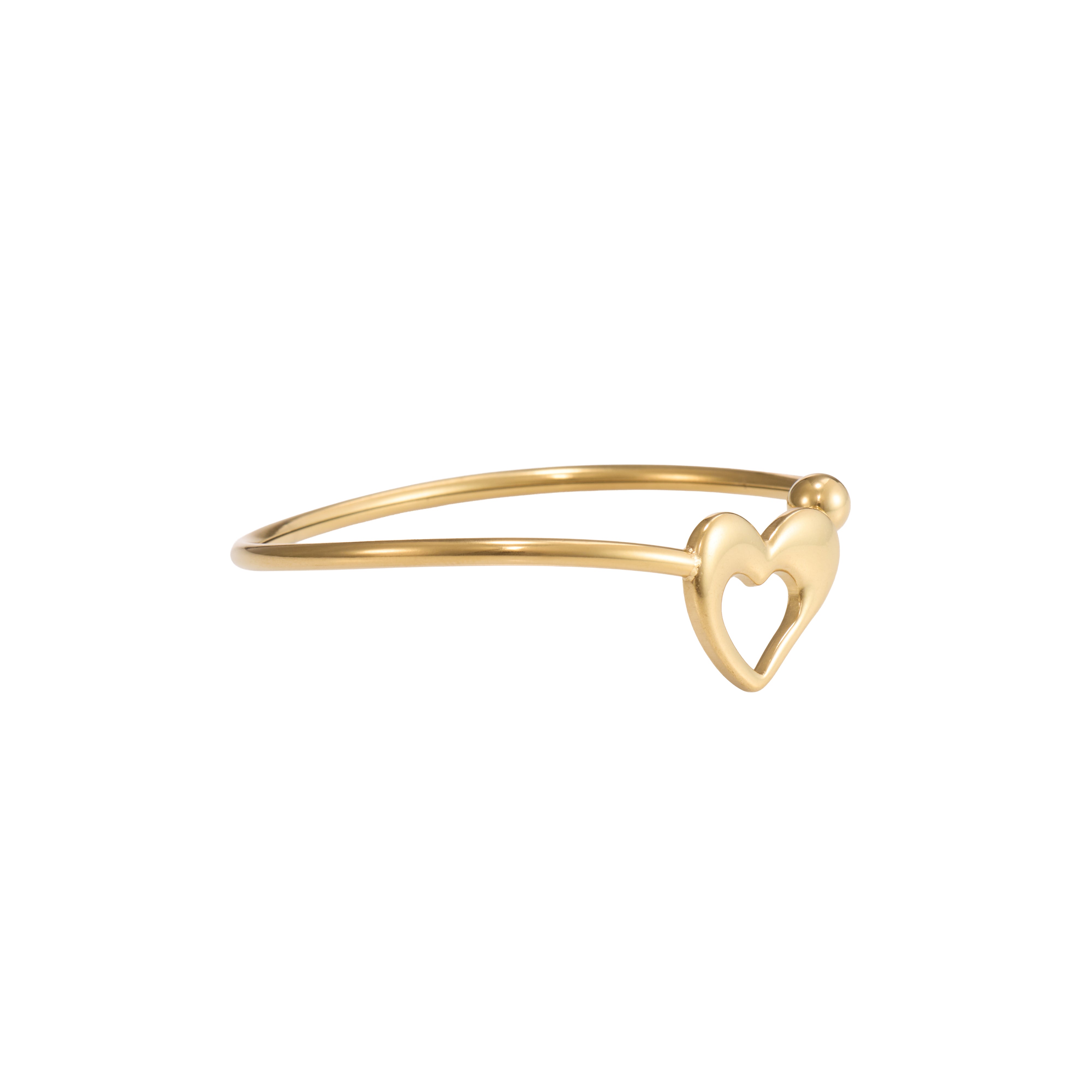 Minimal Heart Design Gold Bangle