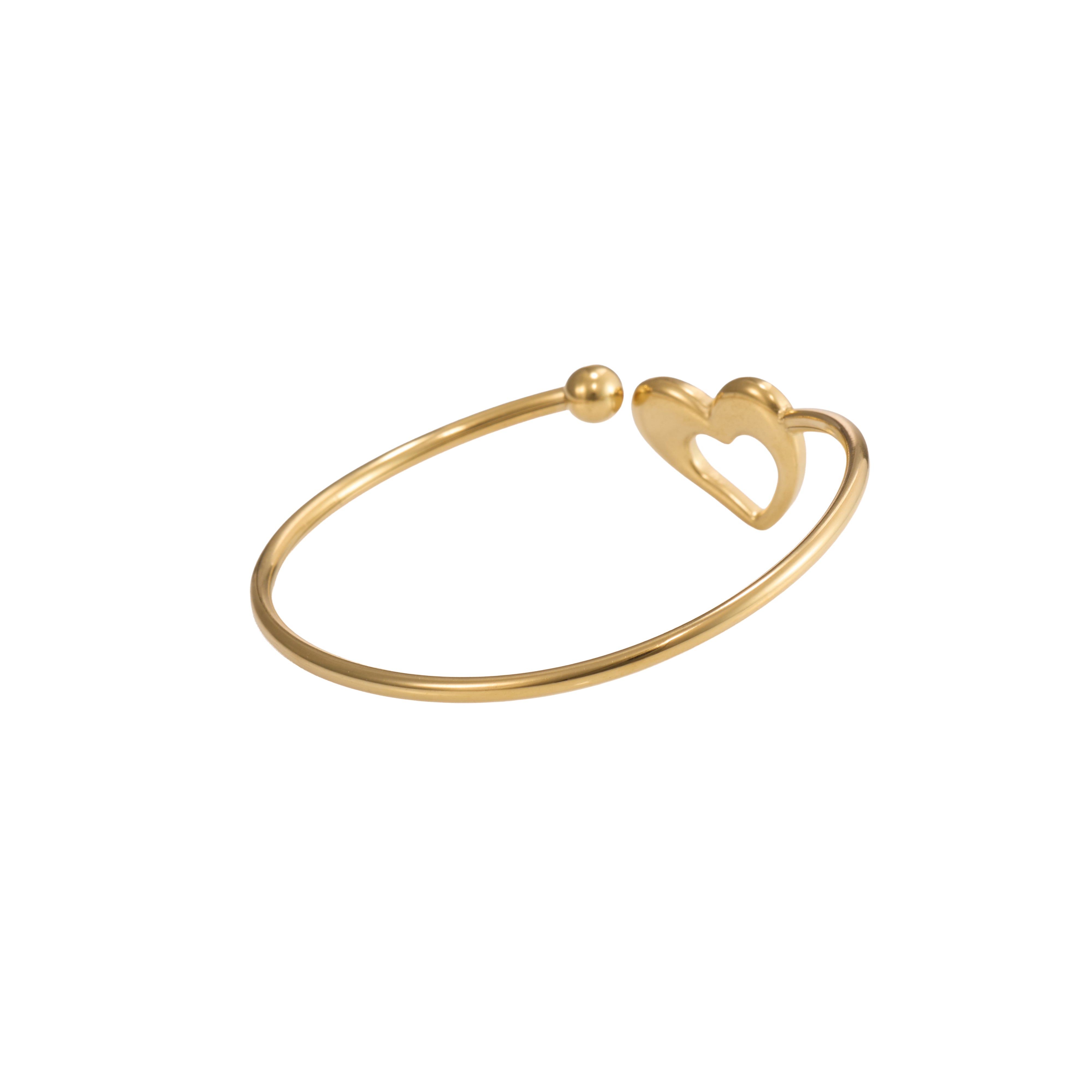 Minimal Heart Design Gold Bangle