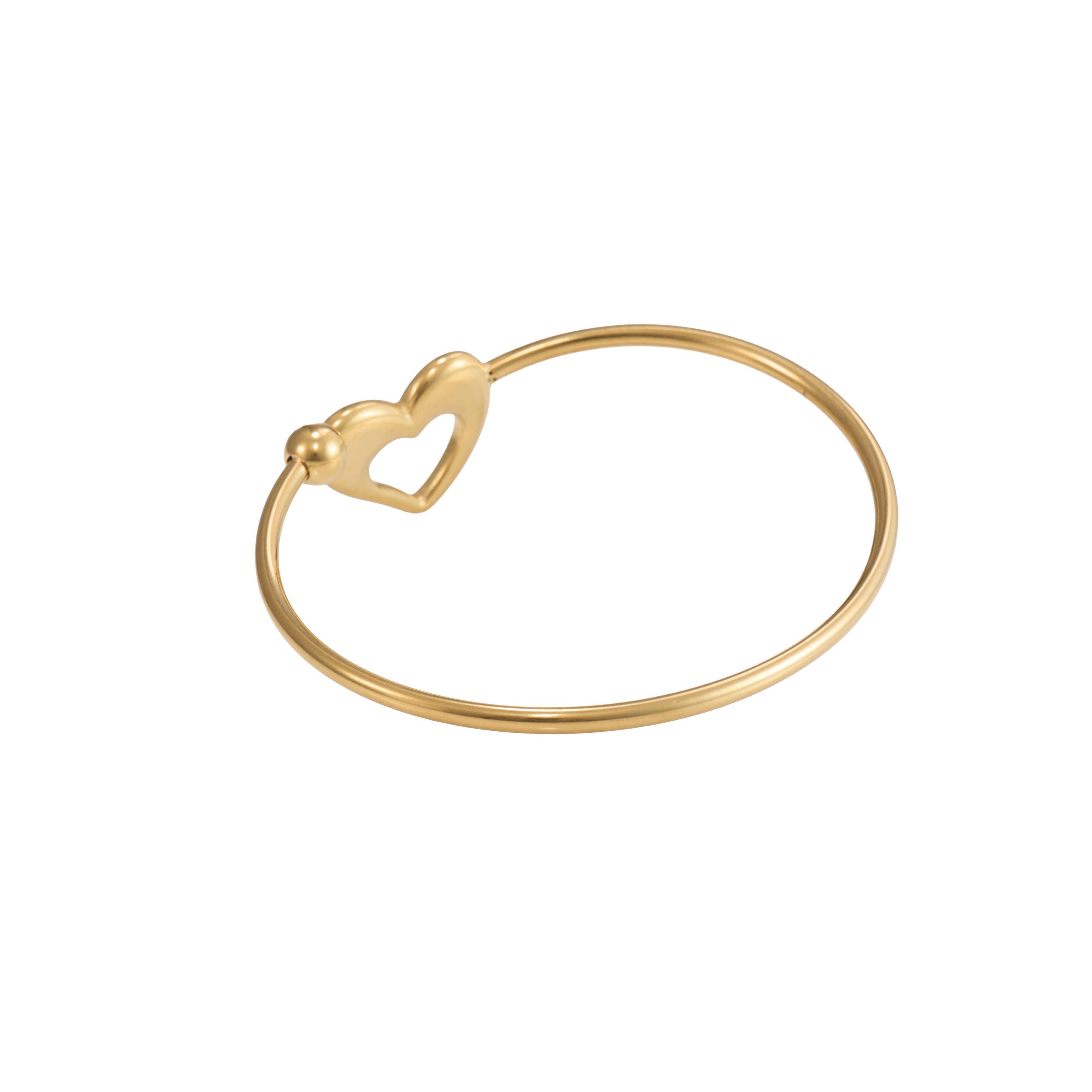 Minimal Heart Design Gold Bangle