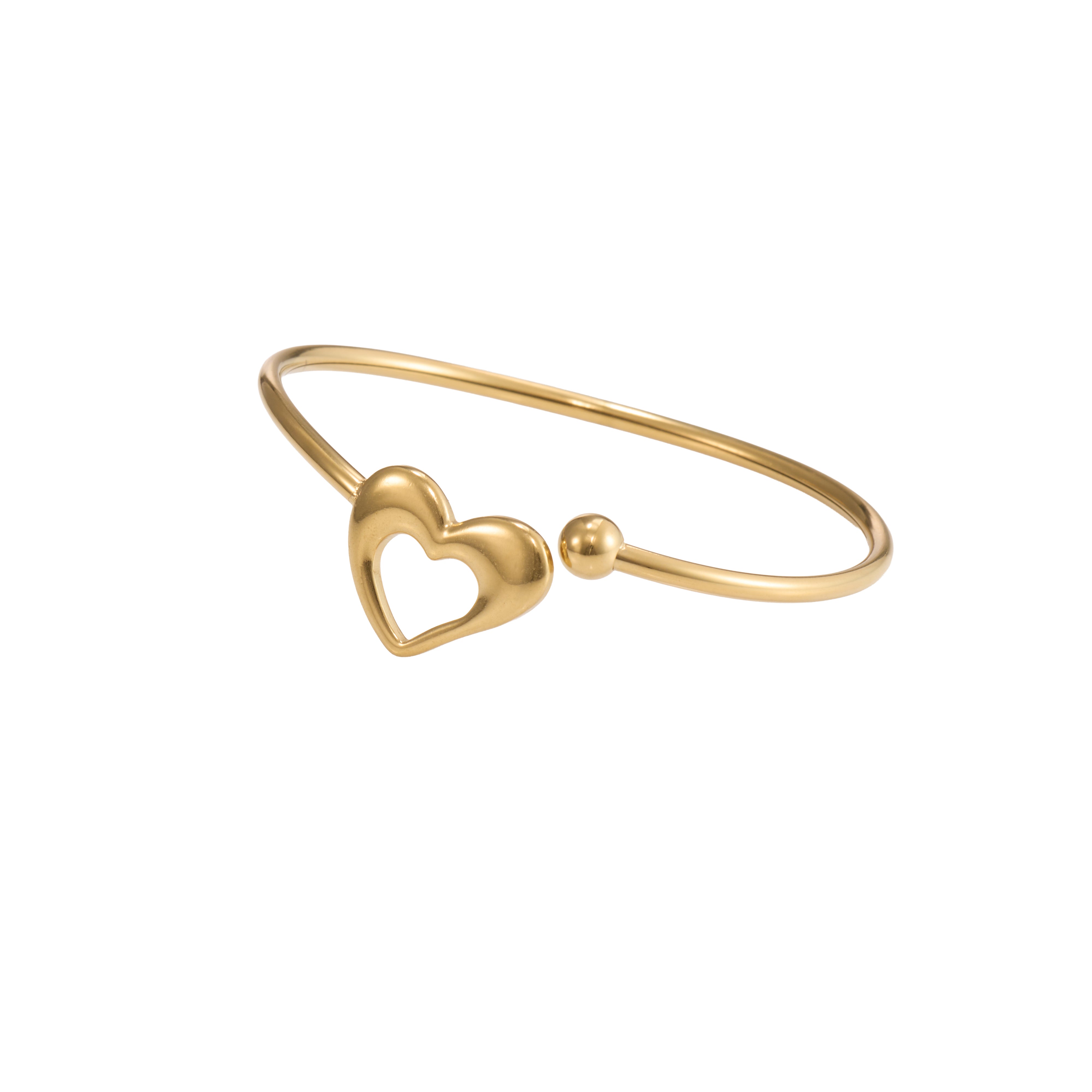 Minimal Heart Design Gold Bangle