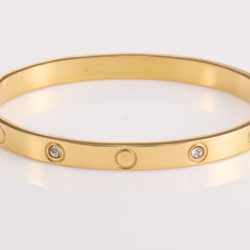 Classic Rhinestone Accent Gold Bangle