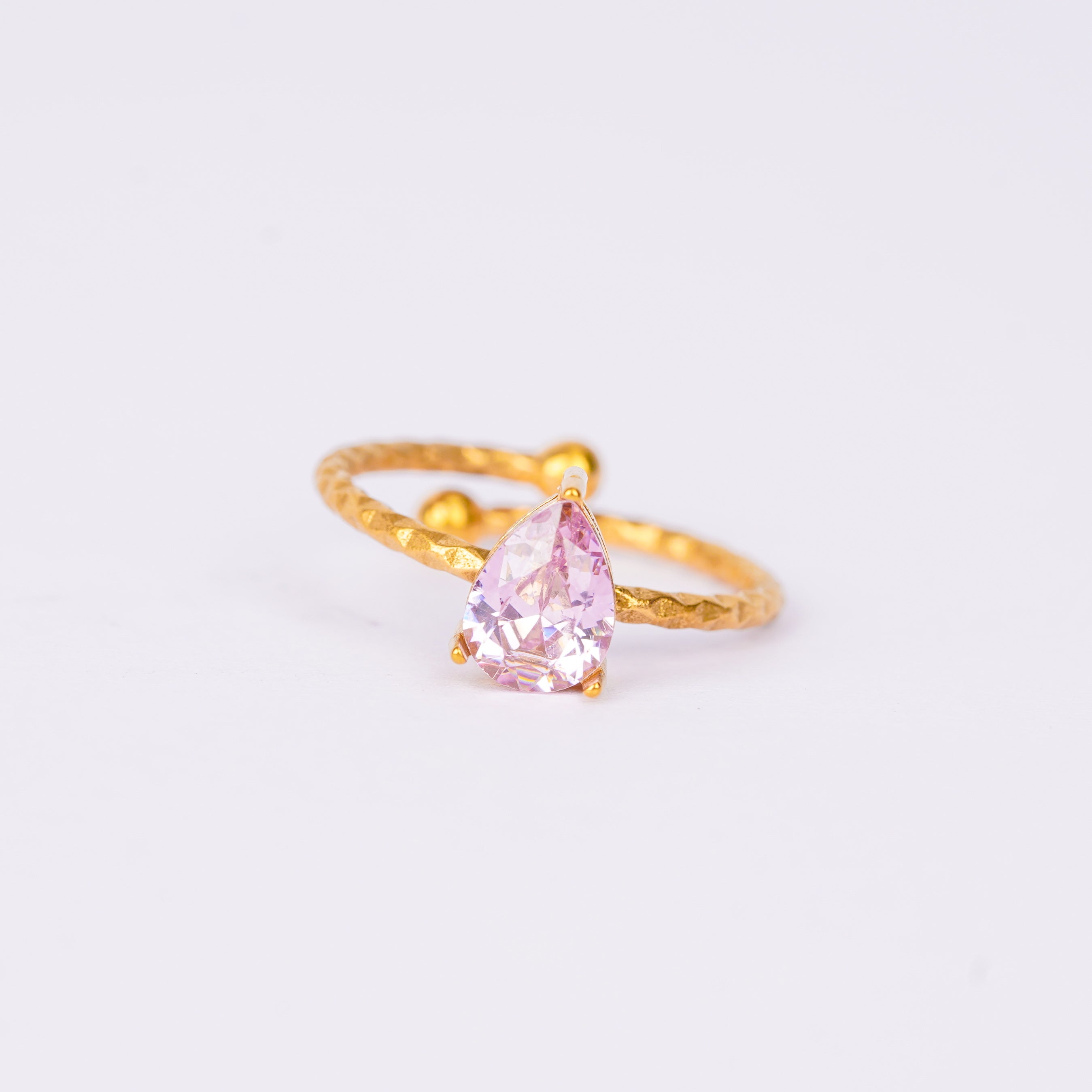 Pink Petal Solitaire Ring