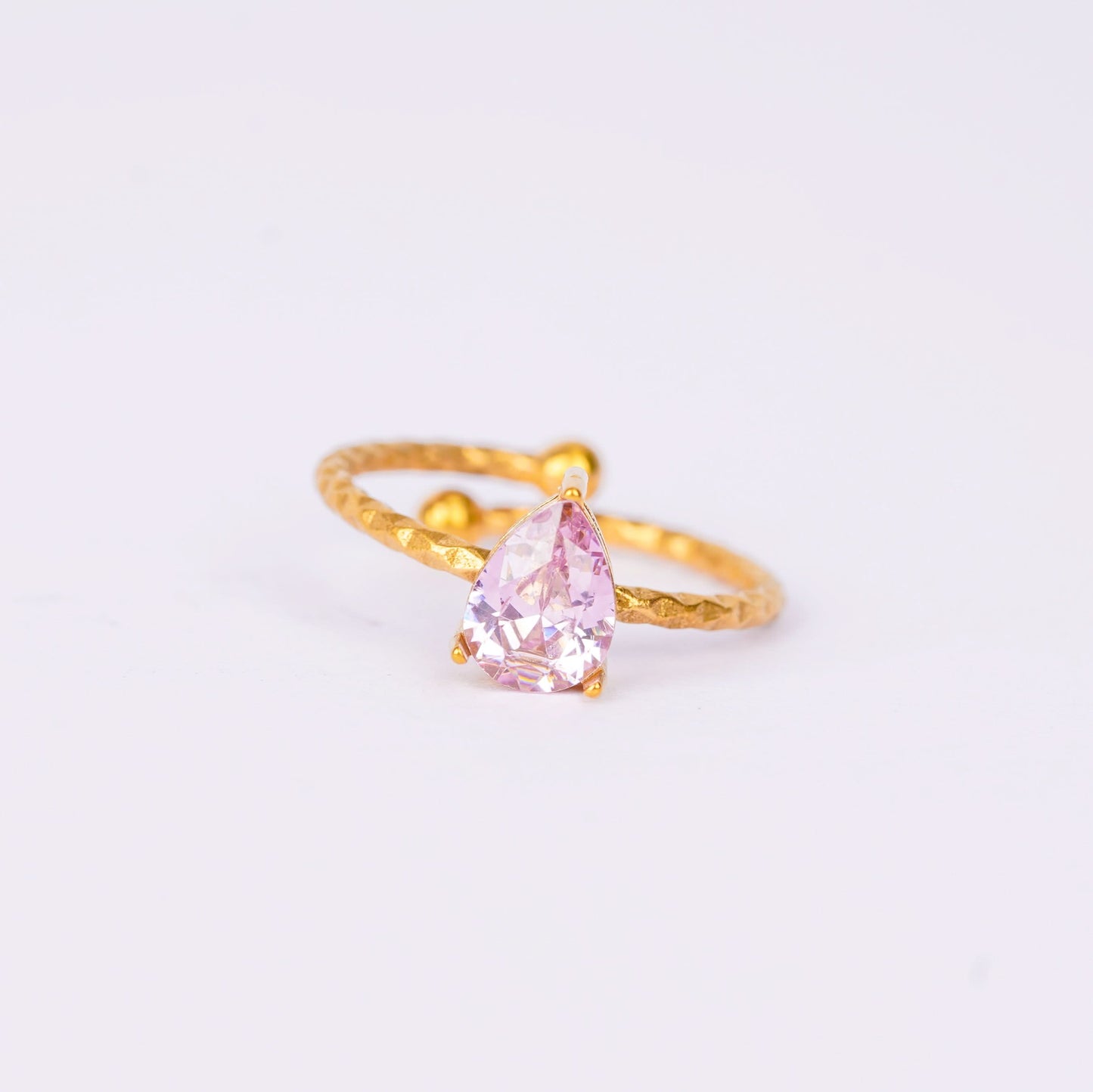 Pink Petal Solitaire Ring