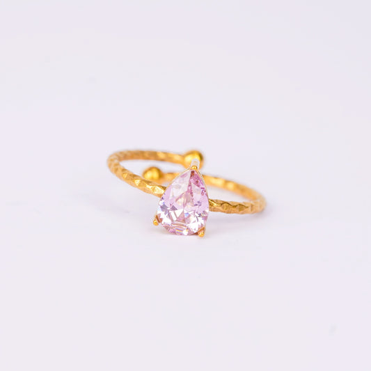 Pink Petal Solitaire Ring