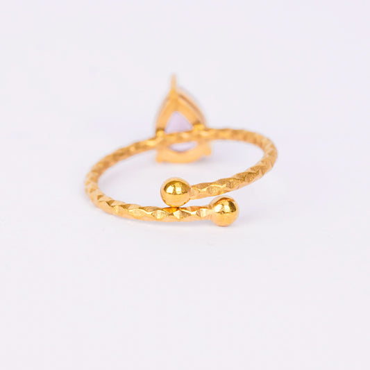Pink Petal Solitaire Ring