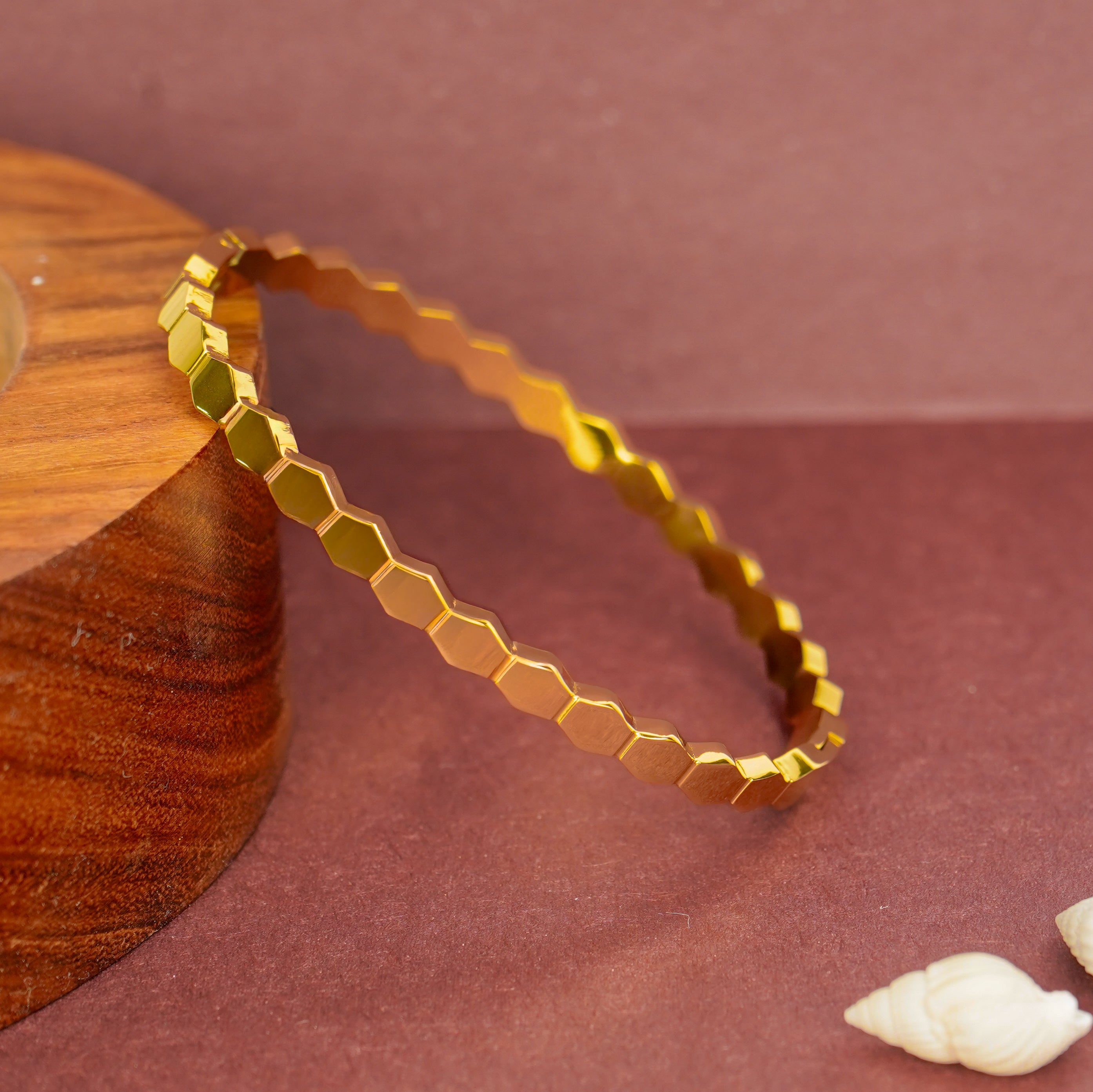 Hexagon Gold Bangle