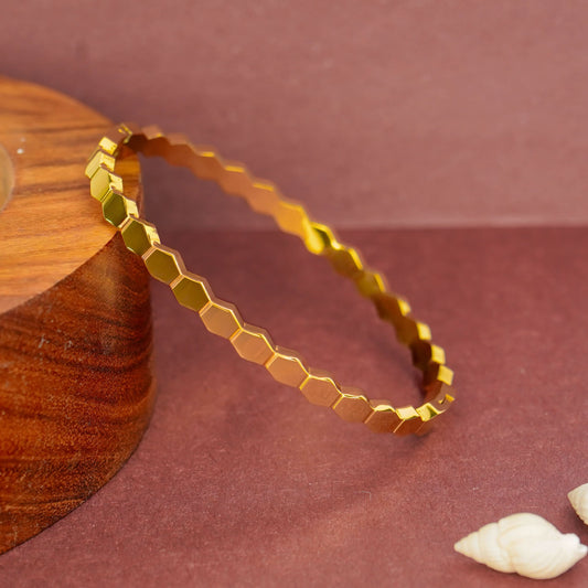 Hexagon Gold Bangle