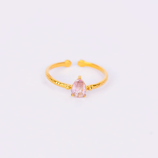 Pink Petal Solitaire Ring