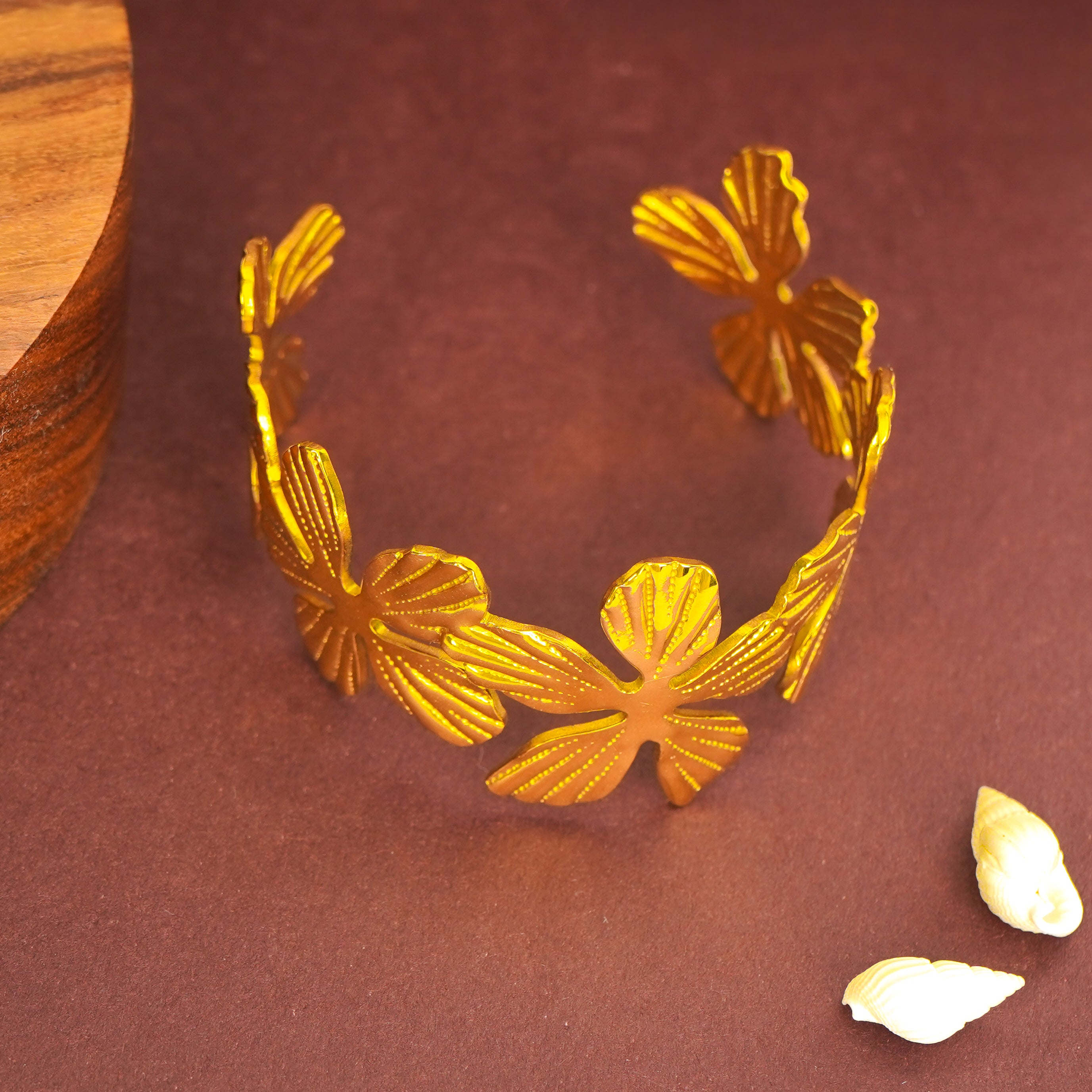 Golden Blossom Hammered Bangle