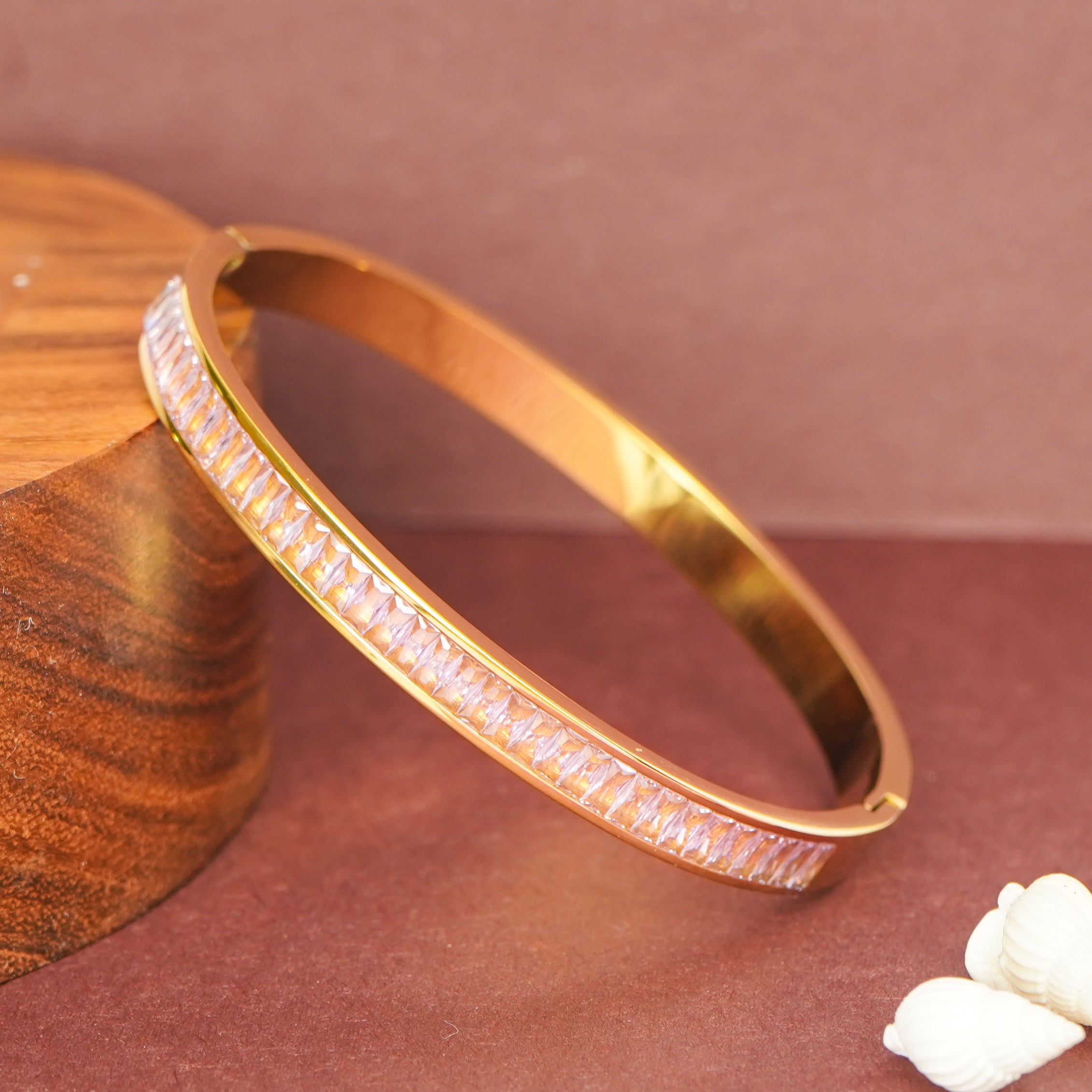 Pink Baguette Crystal Bangle Bracelets