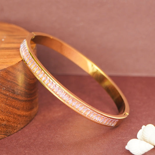 Pink Baguette Crystal Bangle Bracelets