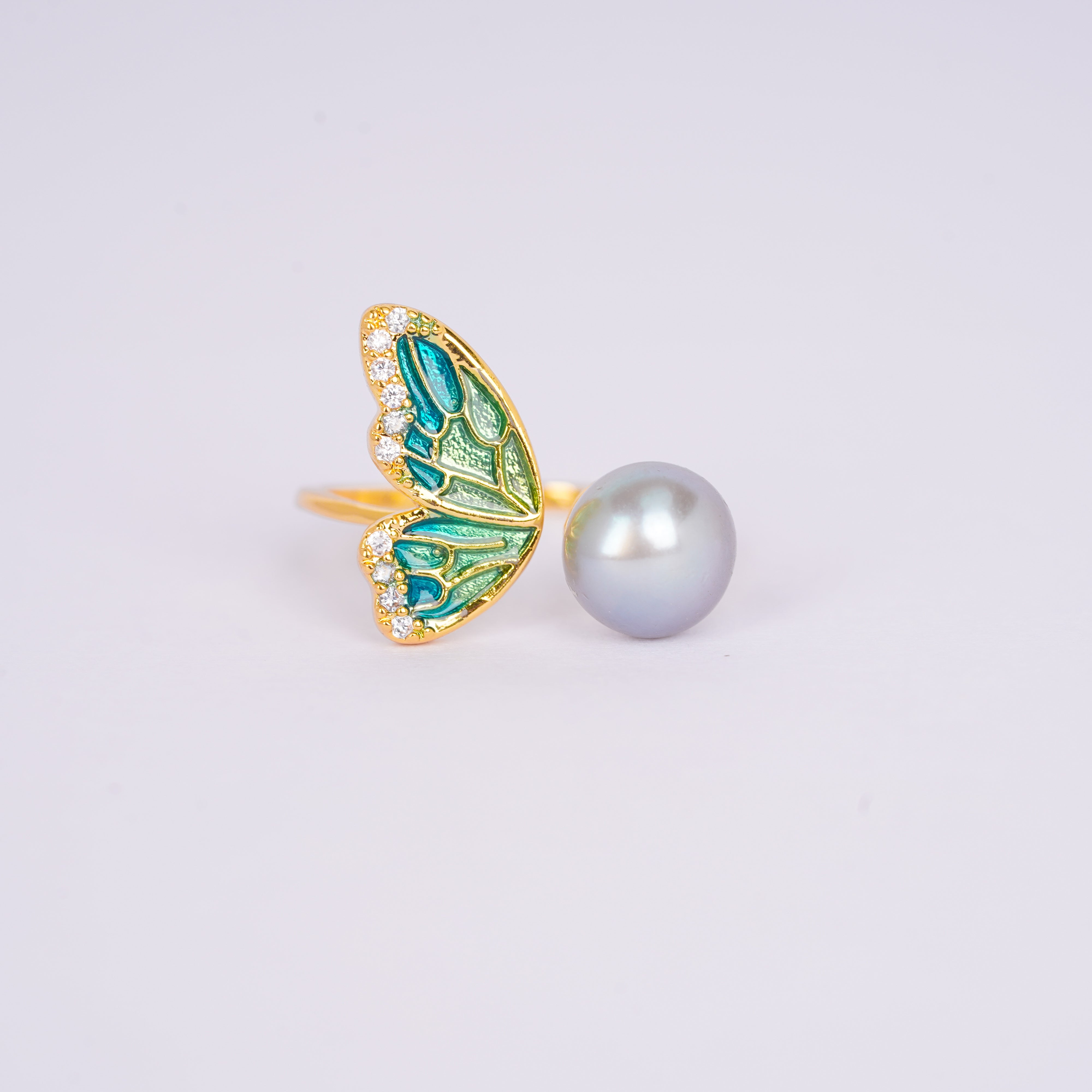 Premium Butterfly Wing Pearl Ring
