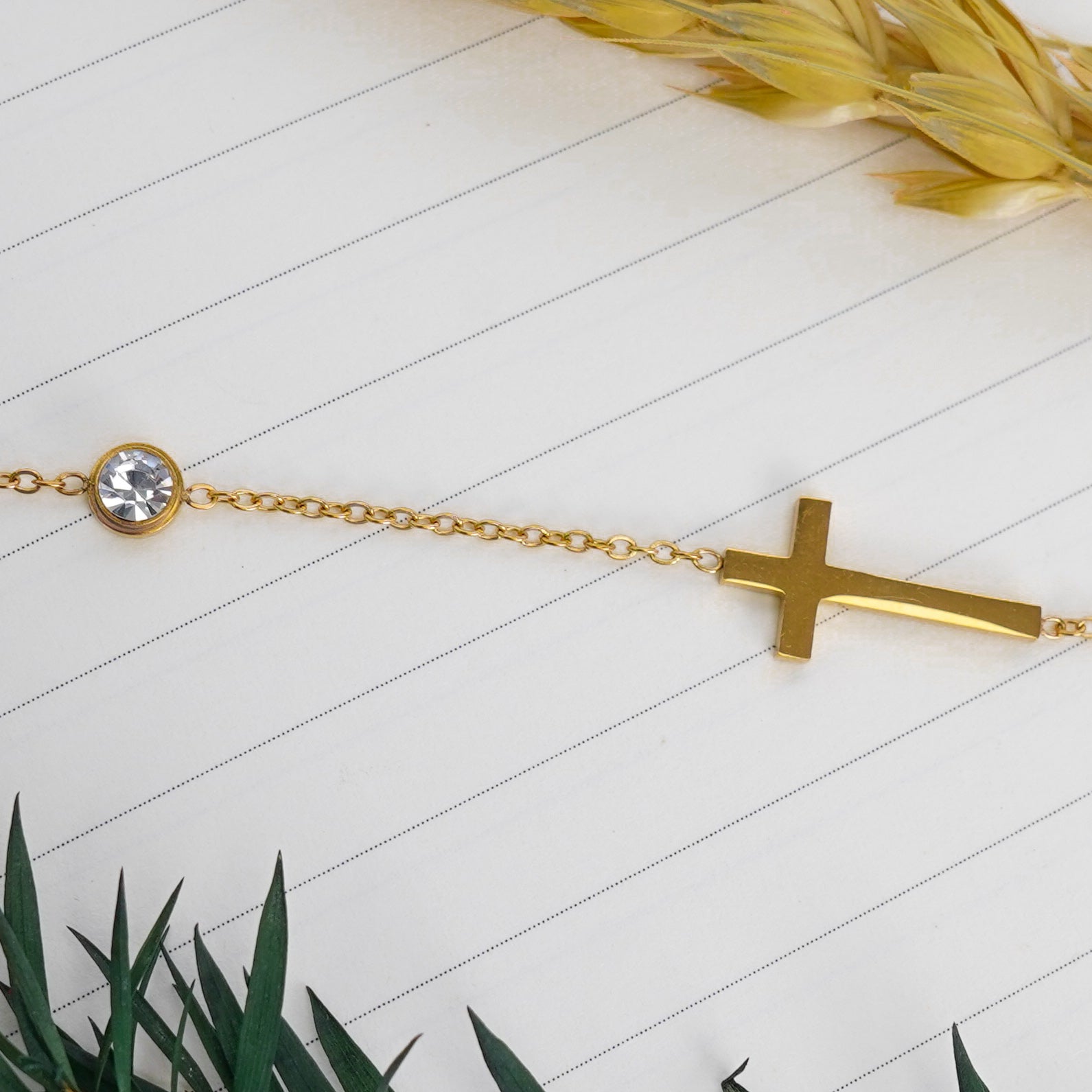 Zenvy Minimal Cross Drop Bracelet