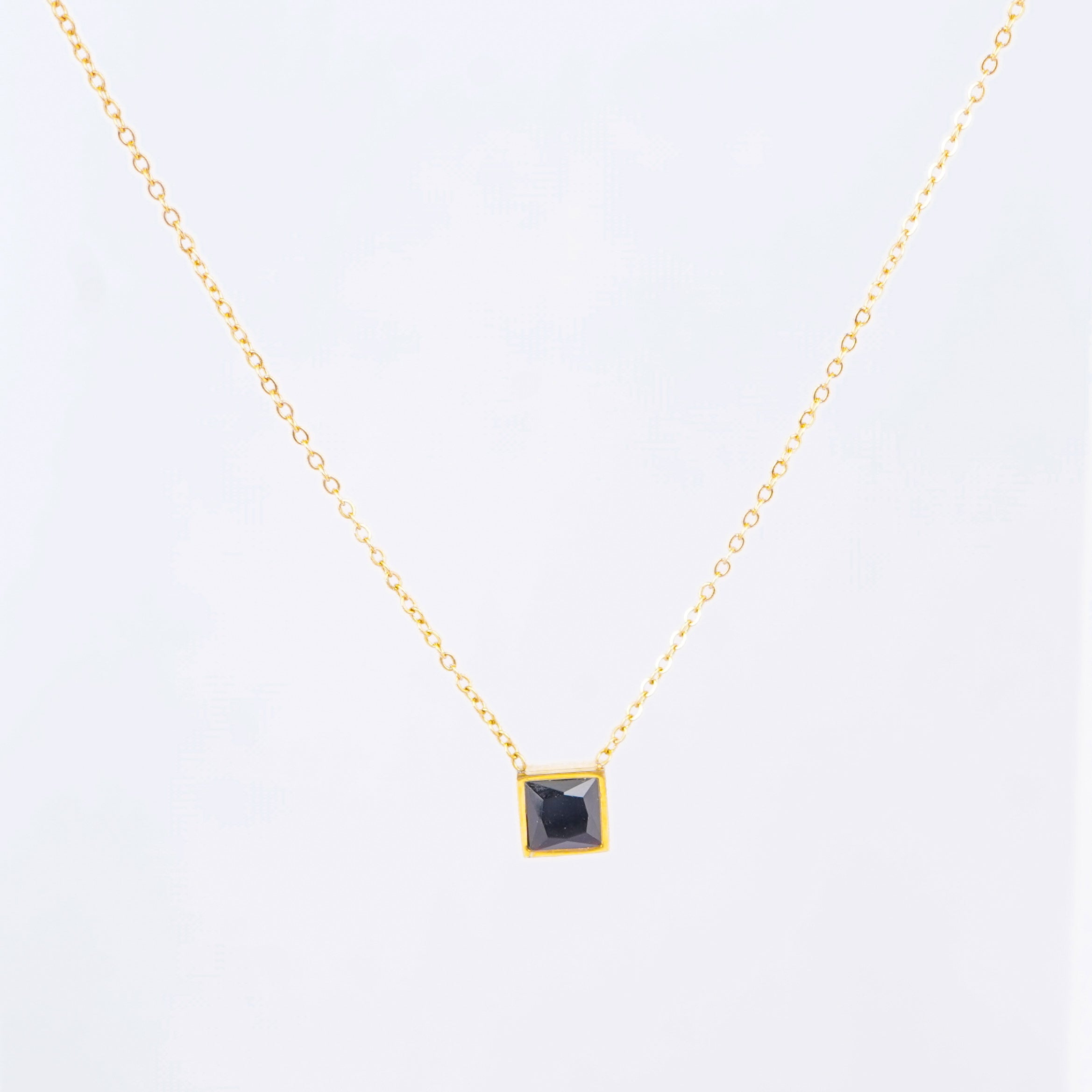 Midnight Square Gold Pendant Necklace