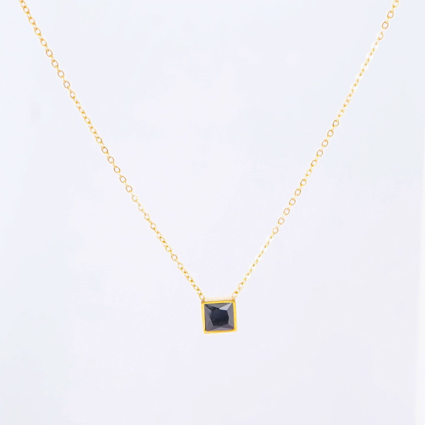 Midnight Square Gold Pendant Necklace