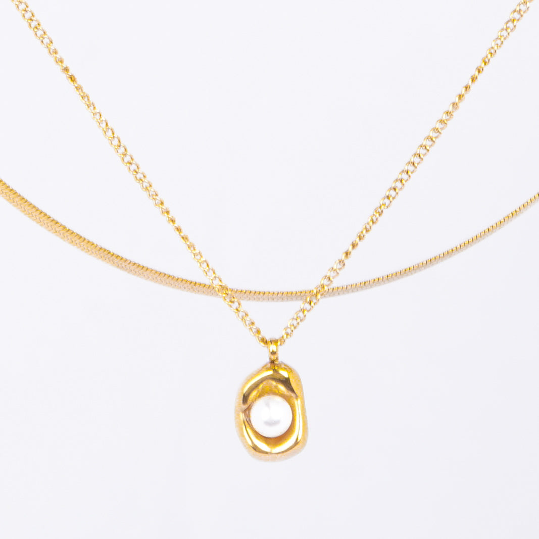 Herringbone Fusion Pearl Pendant