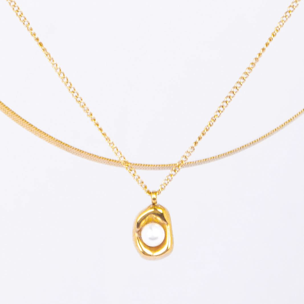 Herringbone Fusion Pearl Pendant