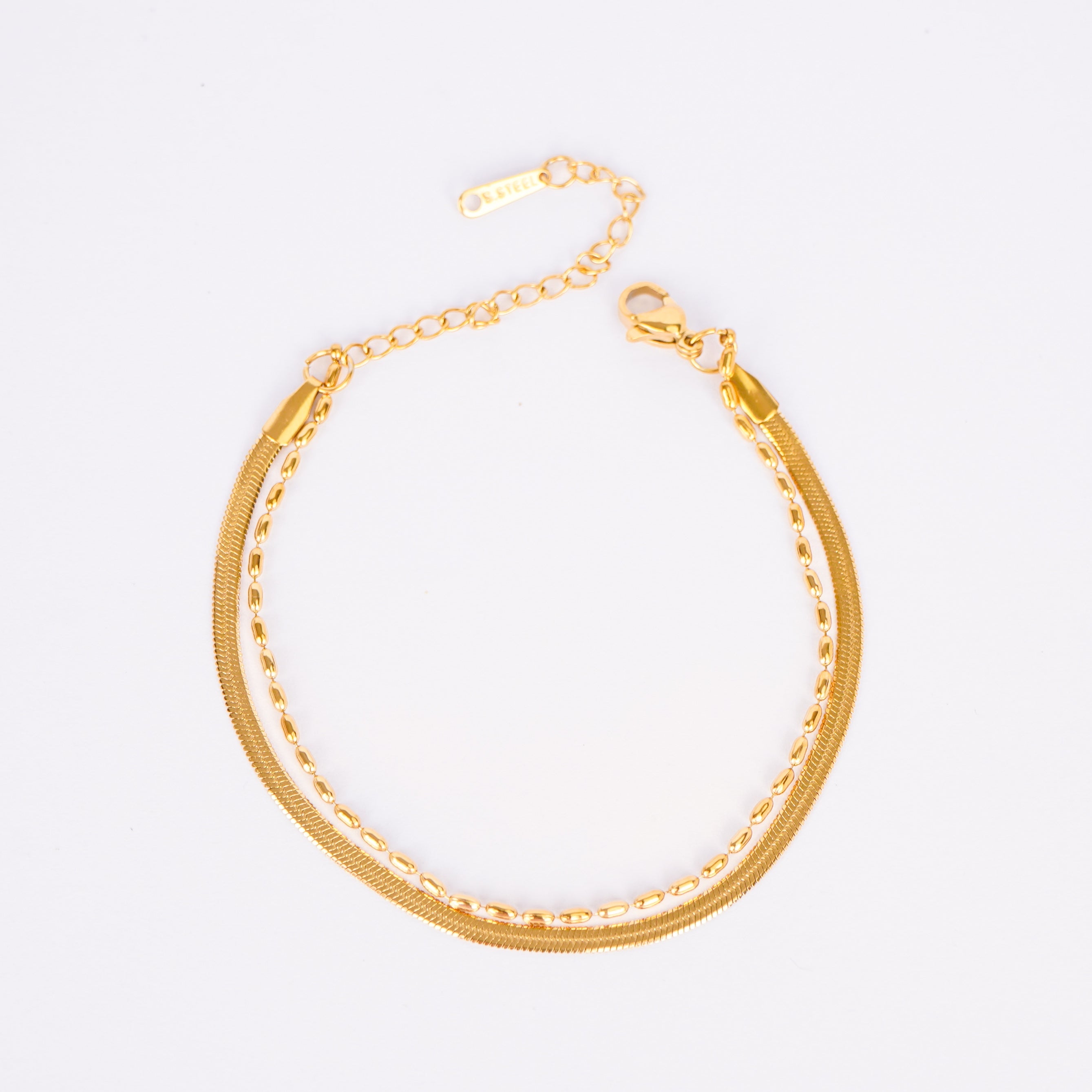 Gilded Ribbon & Orb Duo Bracelet