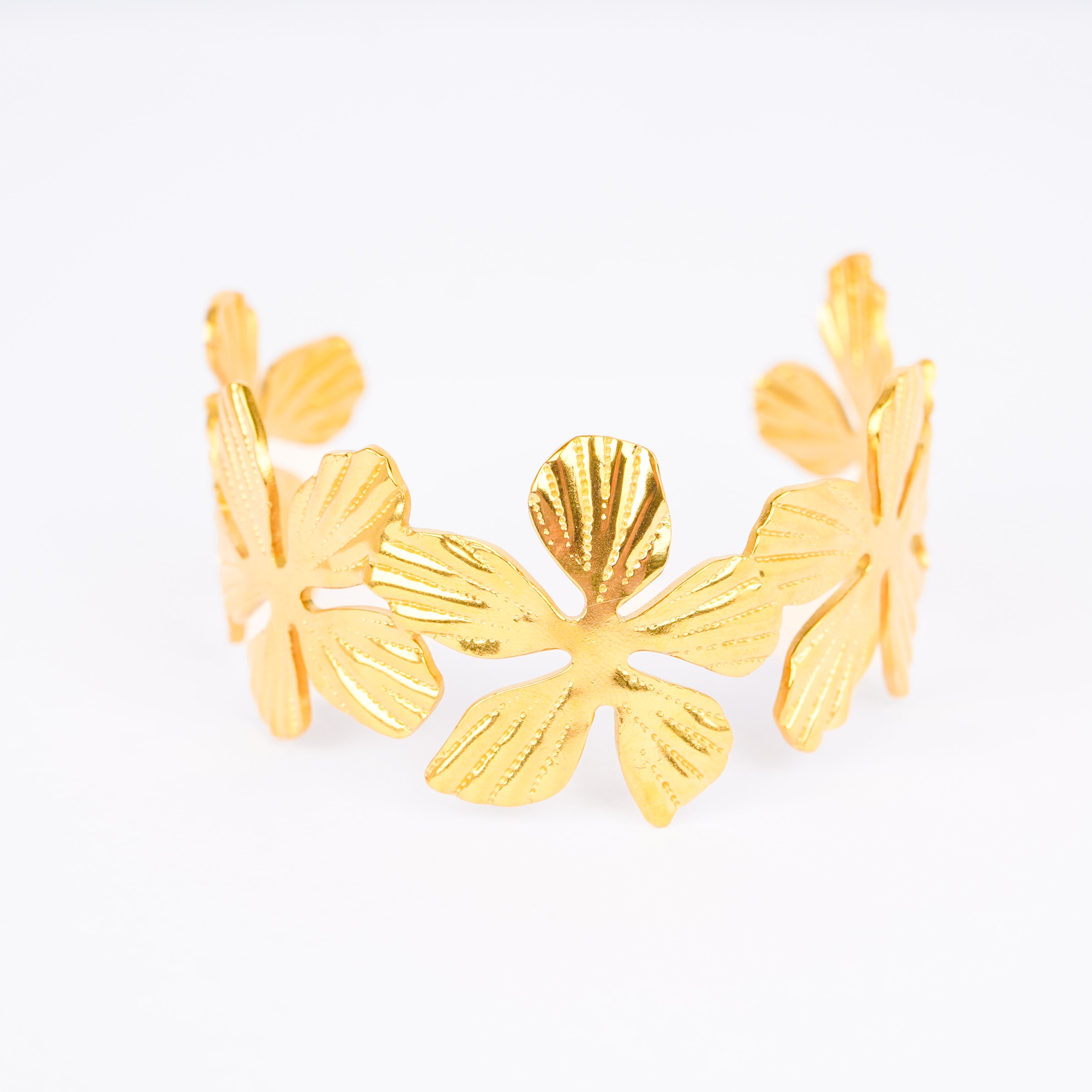 Golden Blossom Hammered Bangle