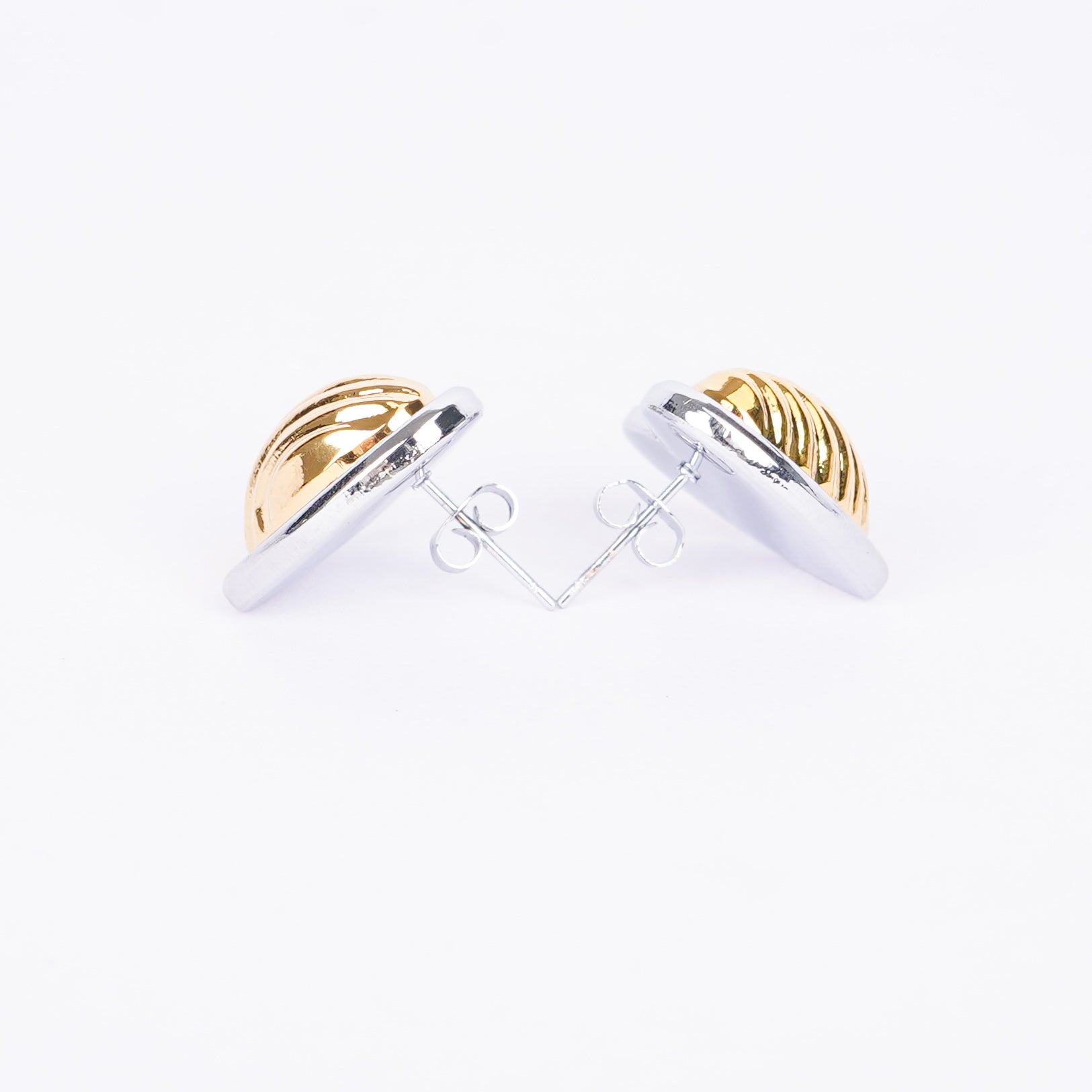 Amouréa Dual-Tone Heart Stud Earrings