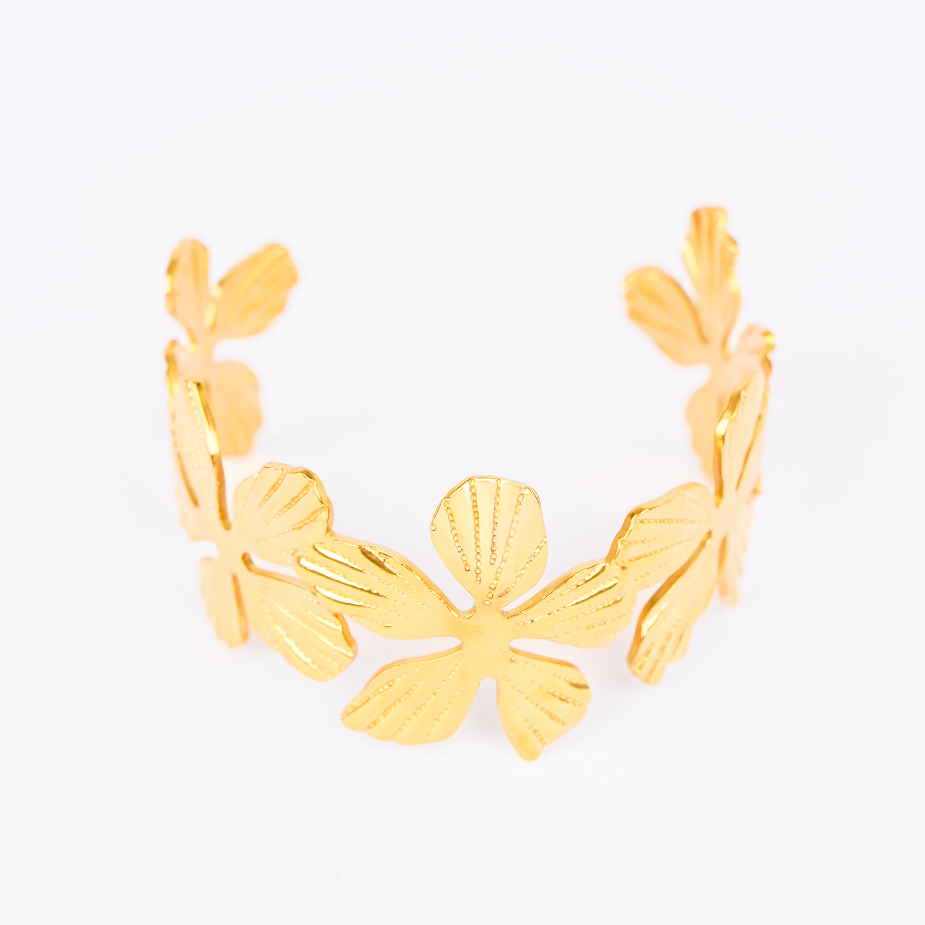 Golden Blossom Hammered Bangle