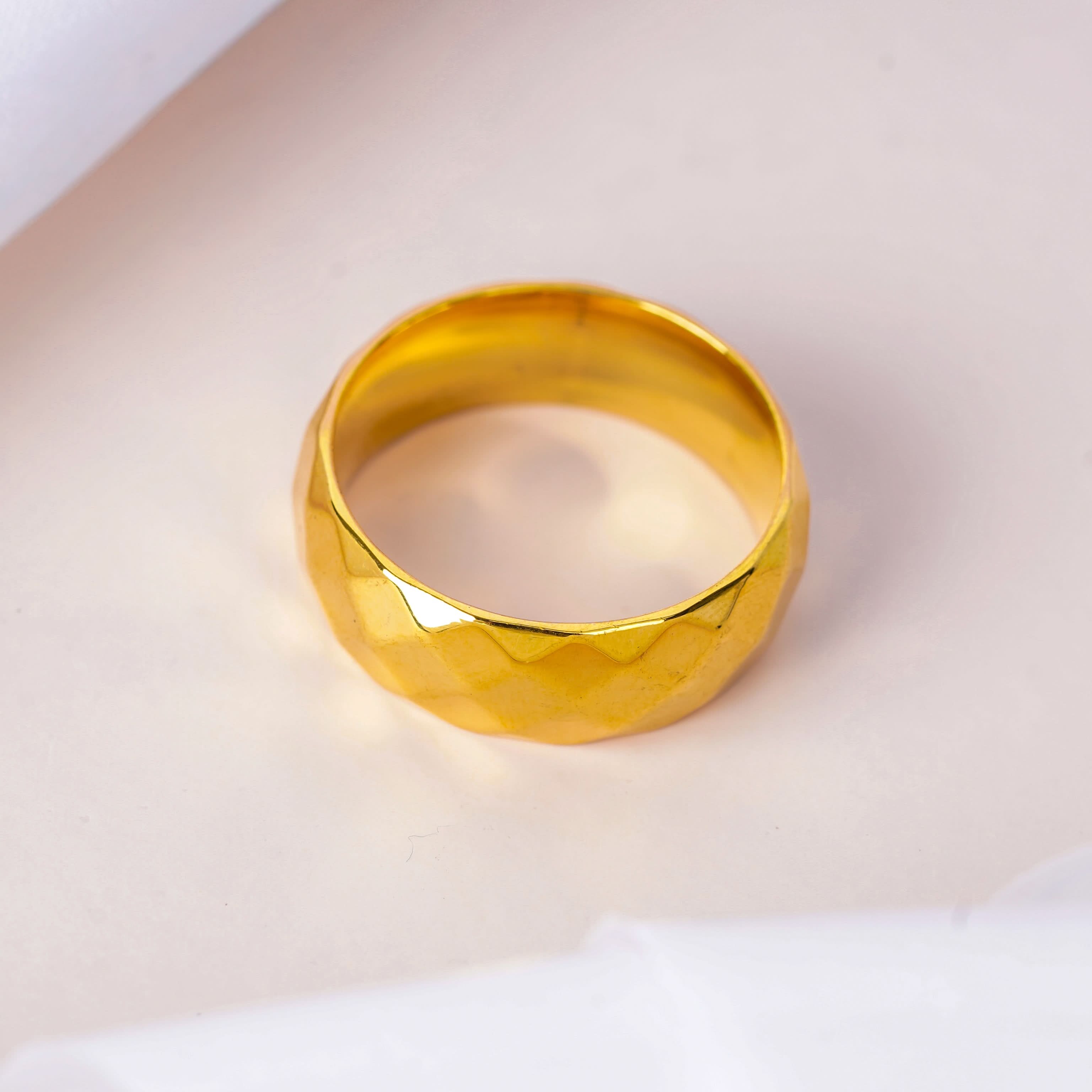 Luxury Faceted Gold Band Ring