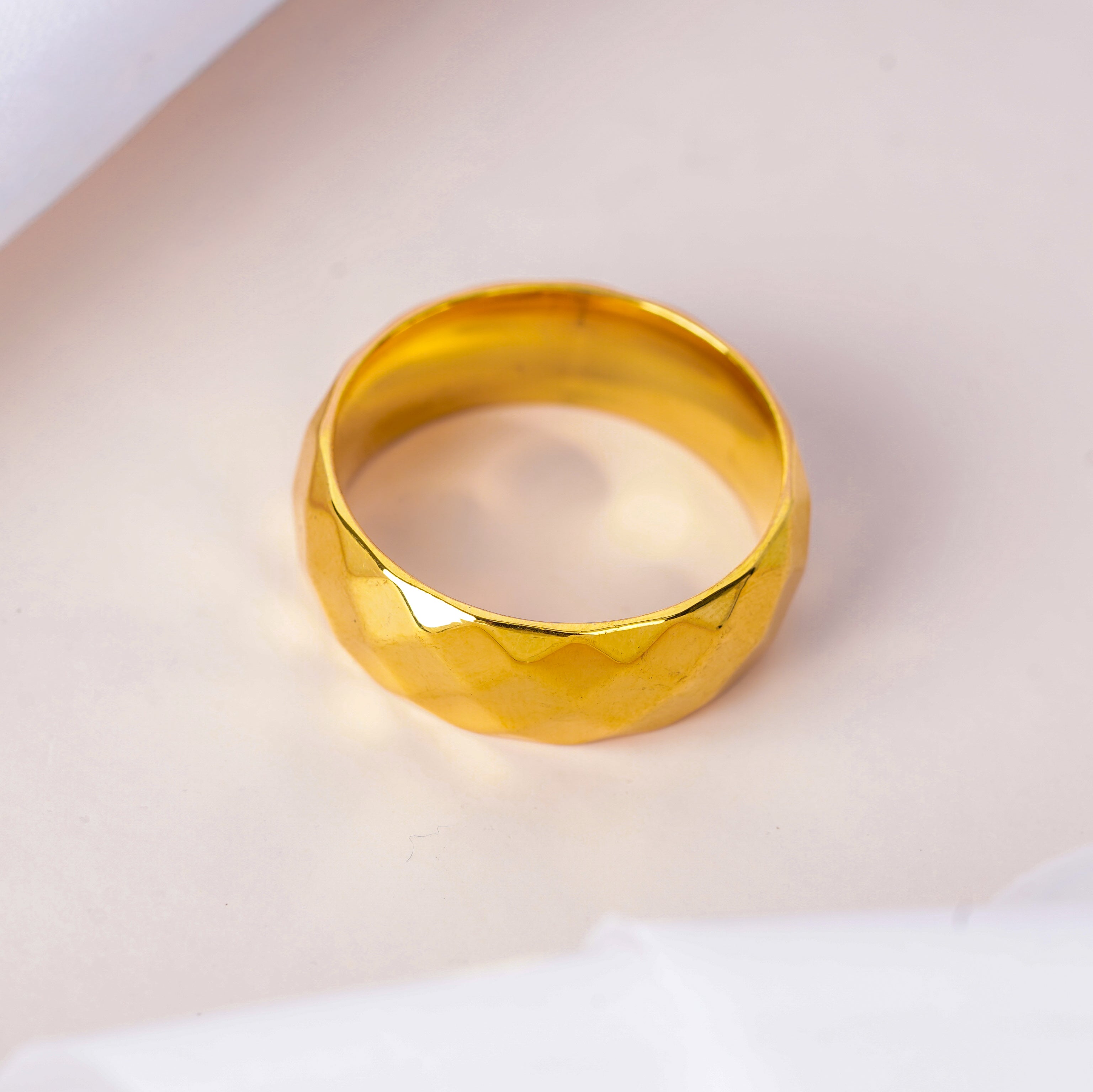 Luxury Faceted Gold Band Ring