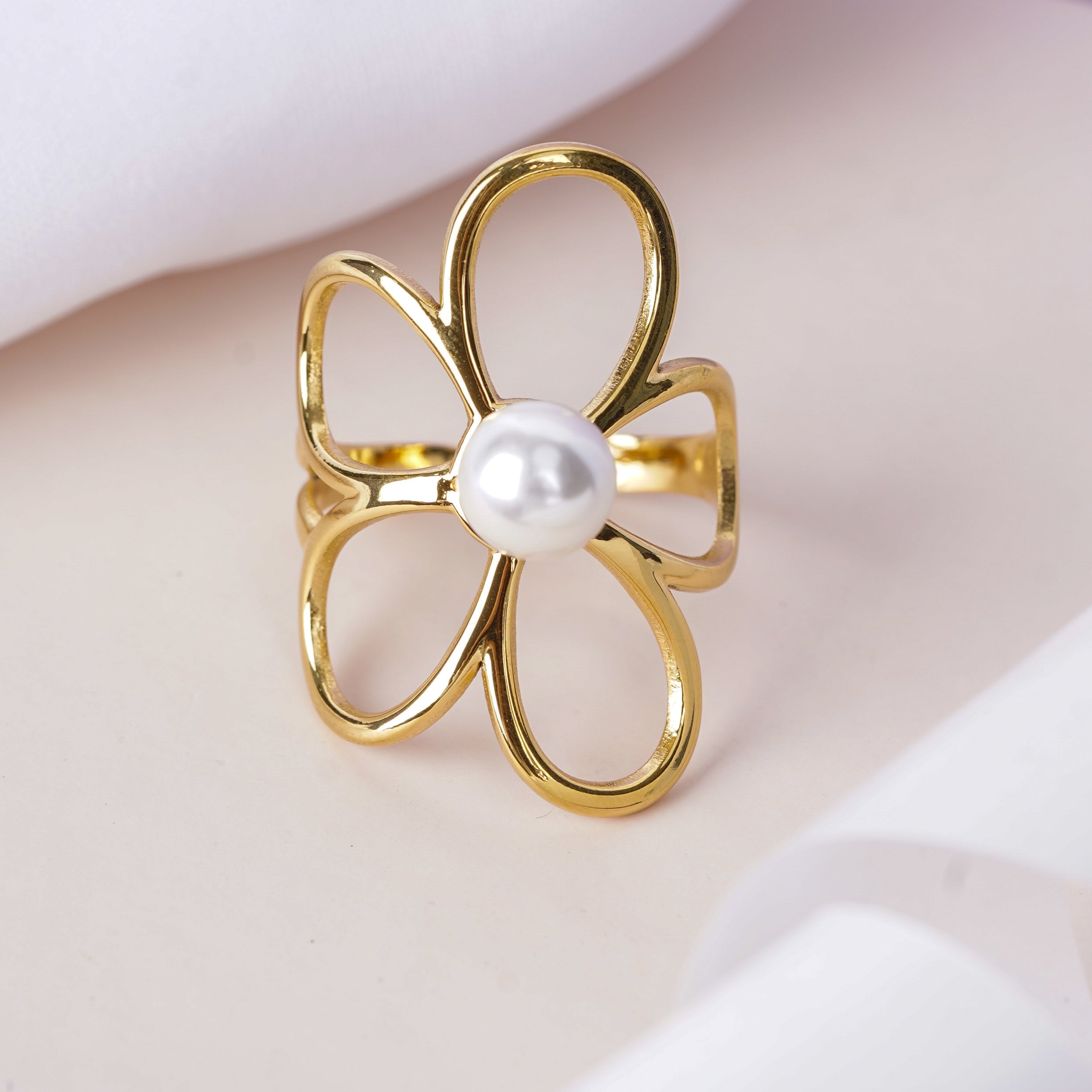 Golden Petal Statement Ring