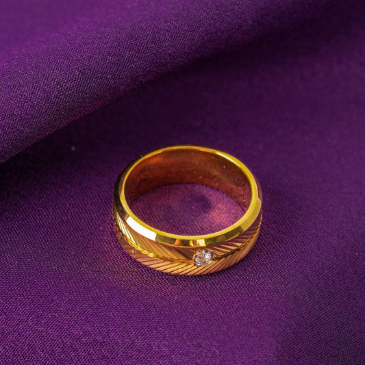Premium Textured Stone Accent Gold Ring