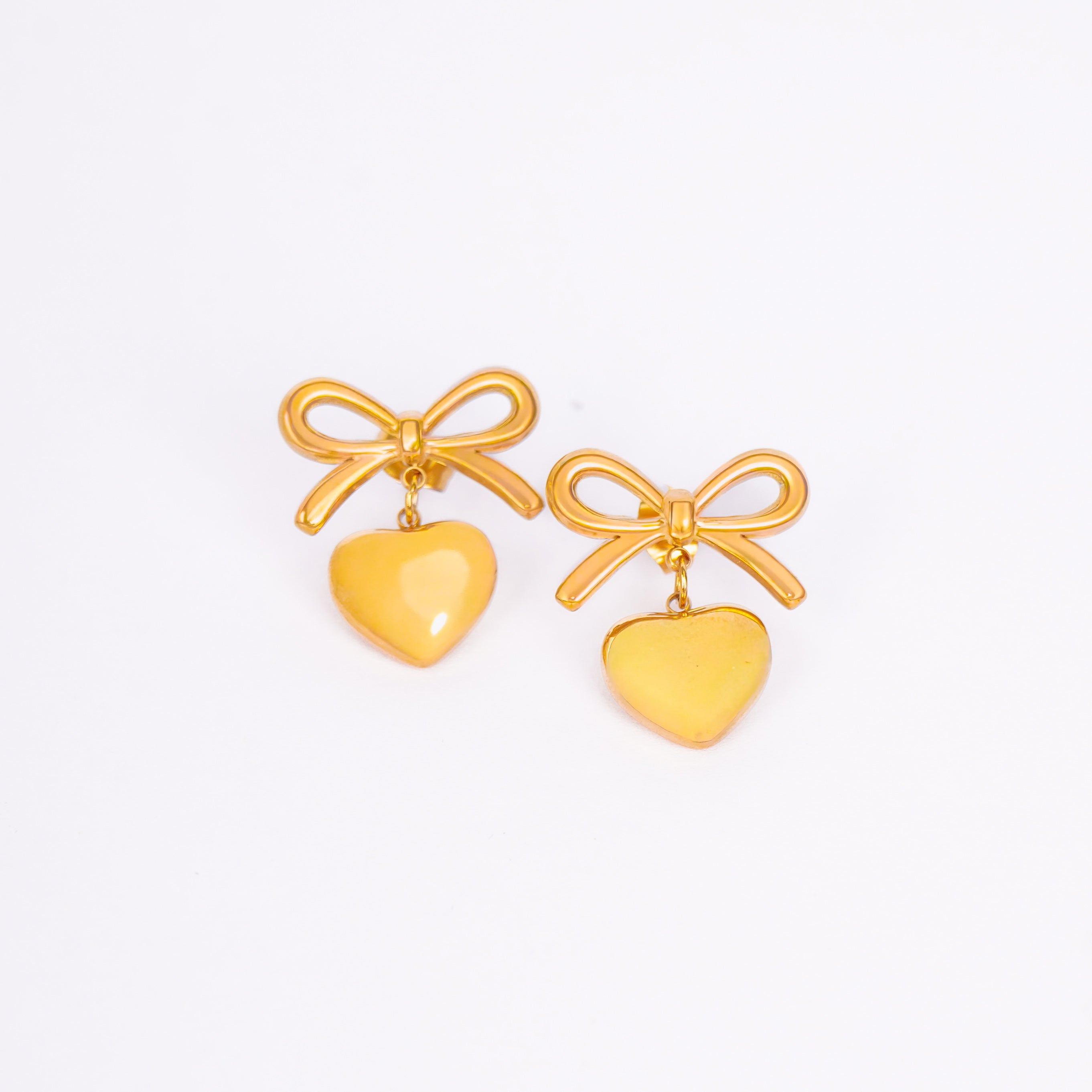 Bow Heart Drop Earrings