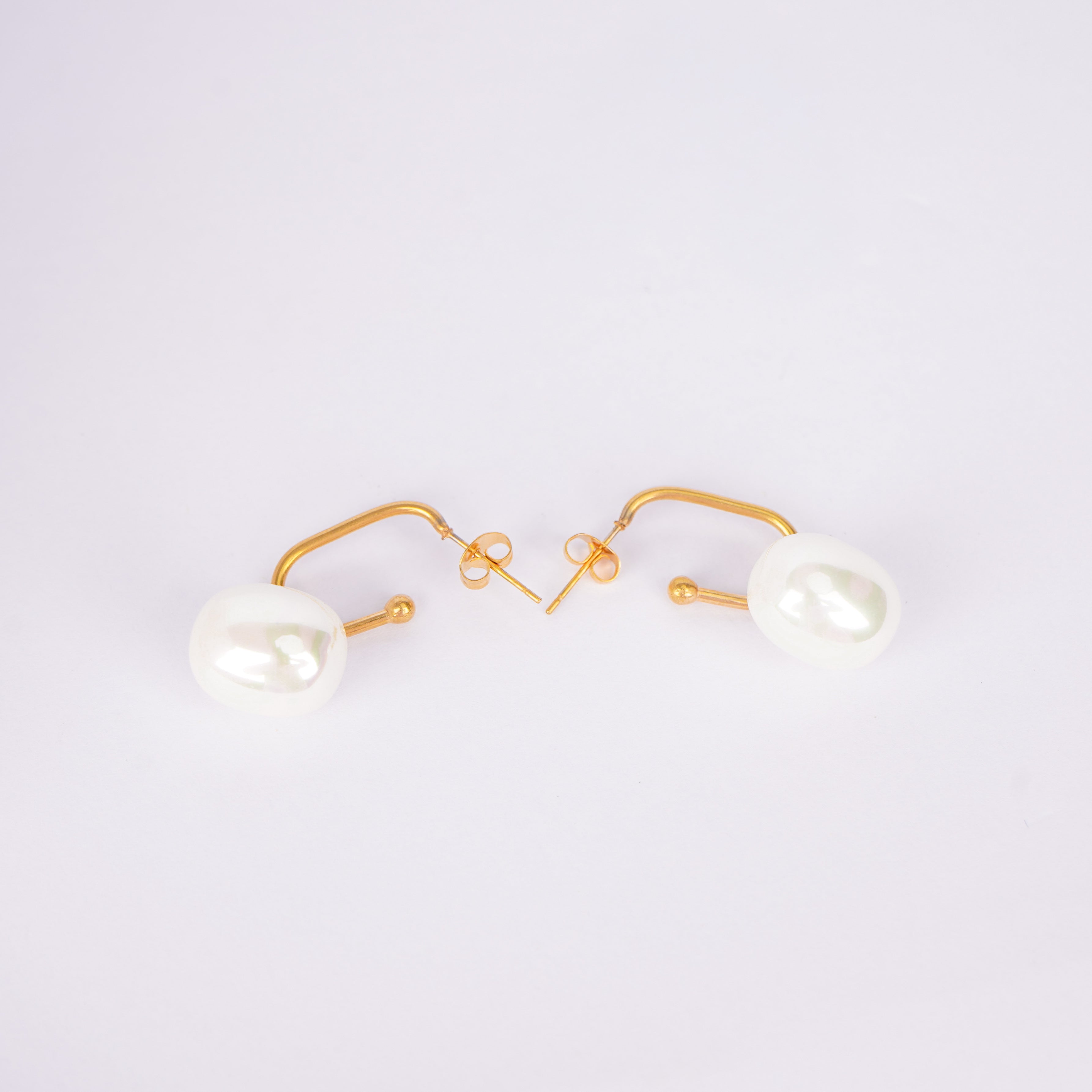 Open Hook Pearl Drop Earrings