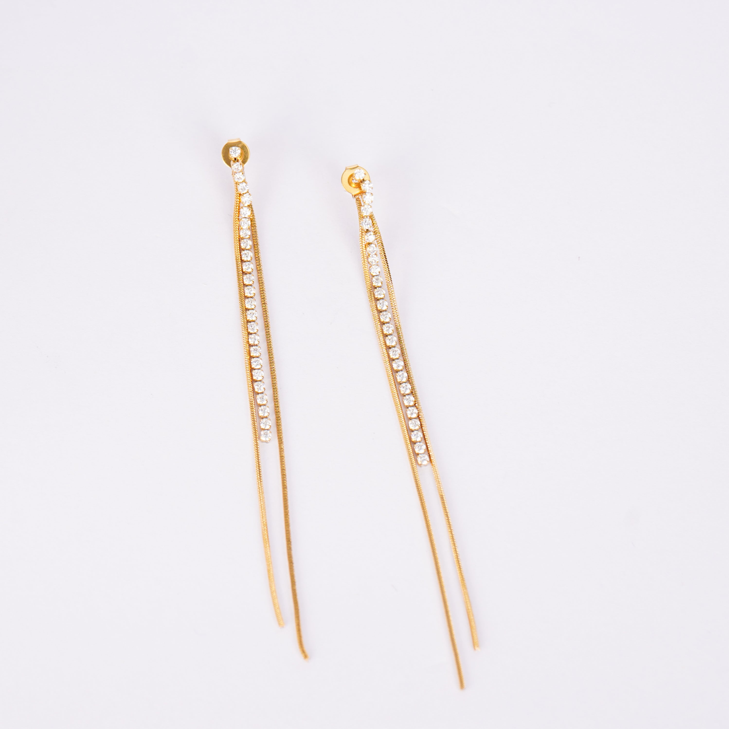 Curved Bar Chain Drop Earrings