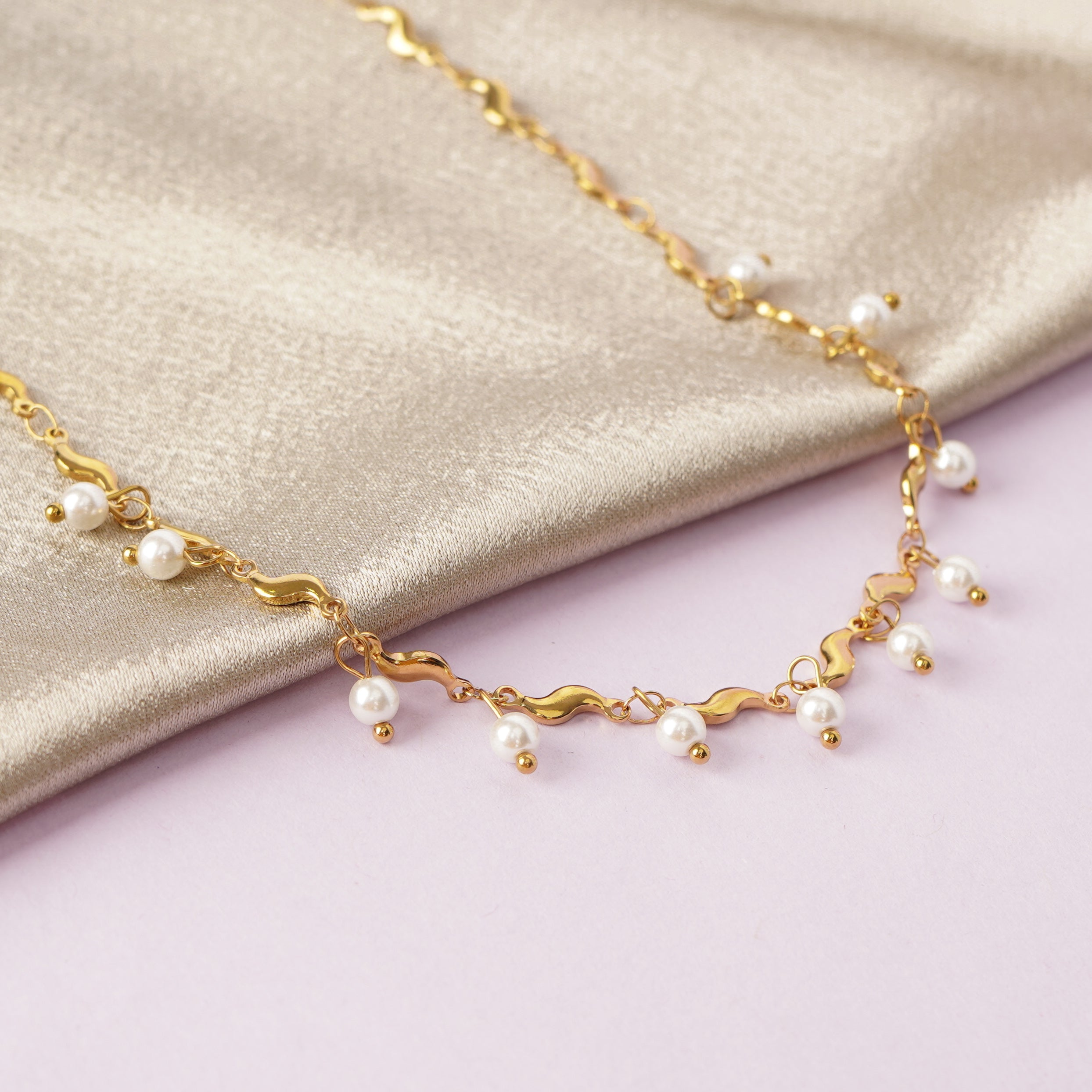 Golden Pearl Drop Necklace
