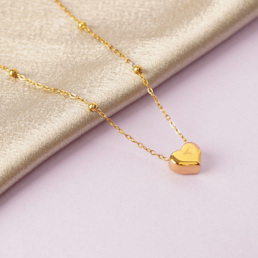Romantic Heart Gold Finish Necklace