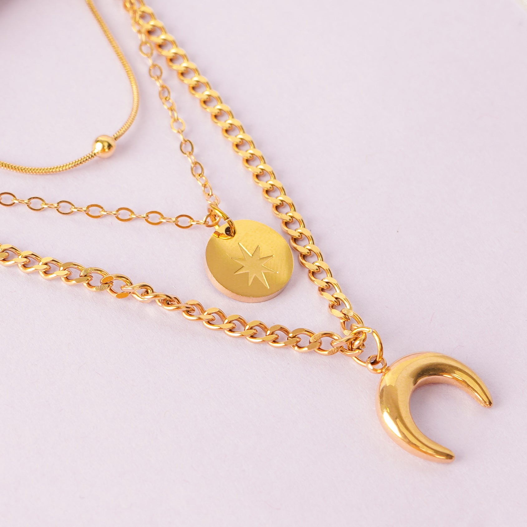 Vintage Star & Moon Layered Necklace
