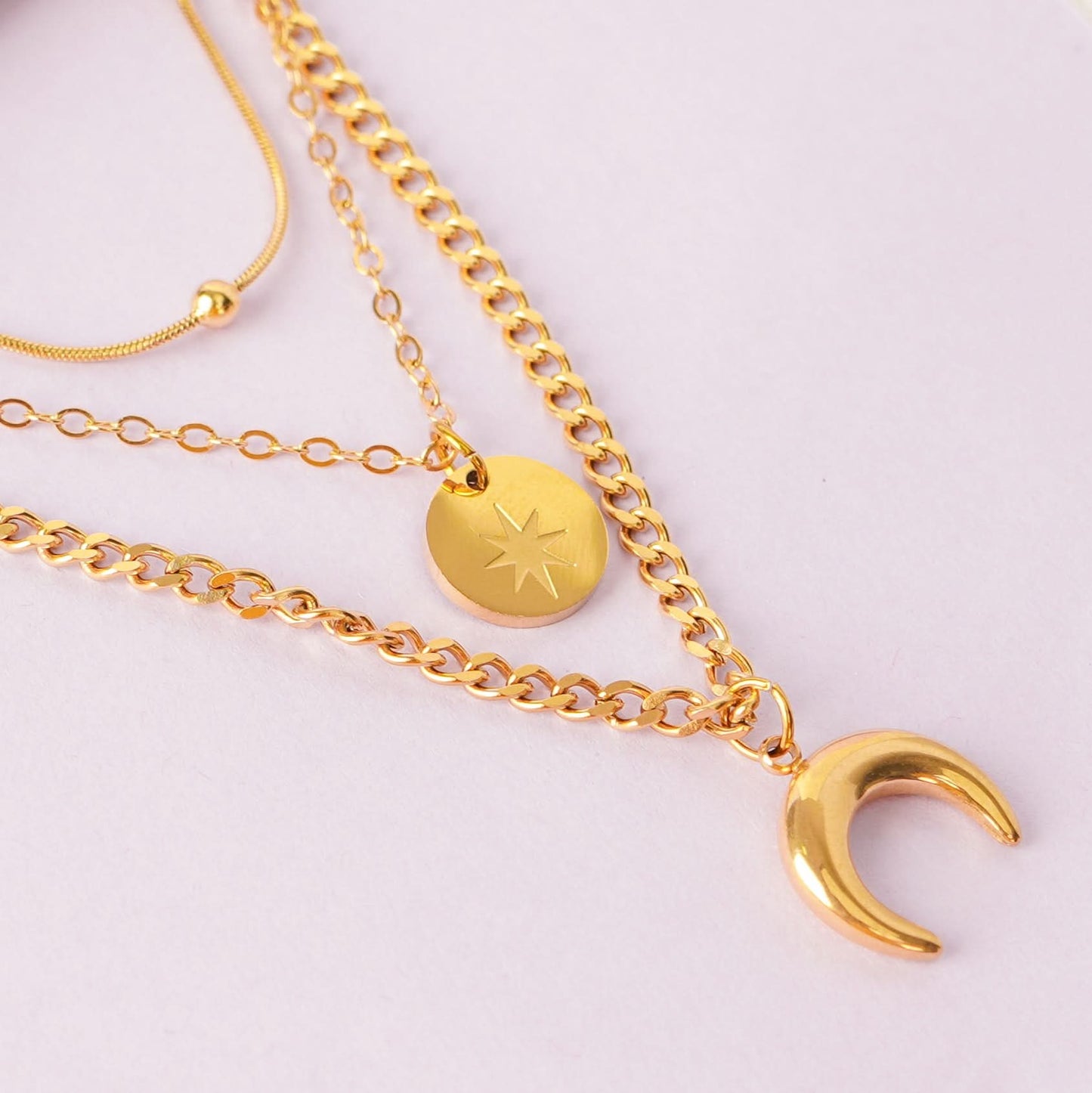 Vintage Star & Moon Layered Necklace
