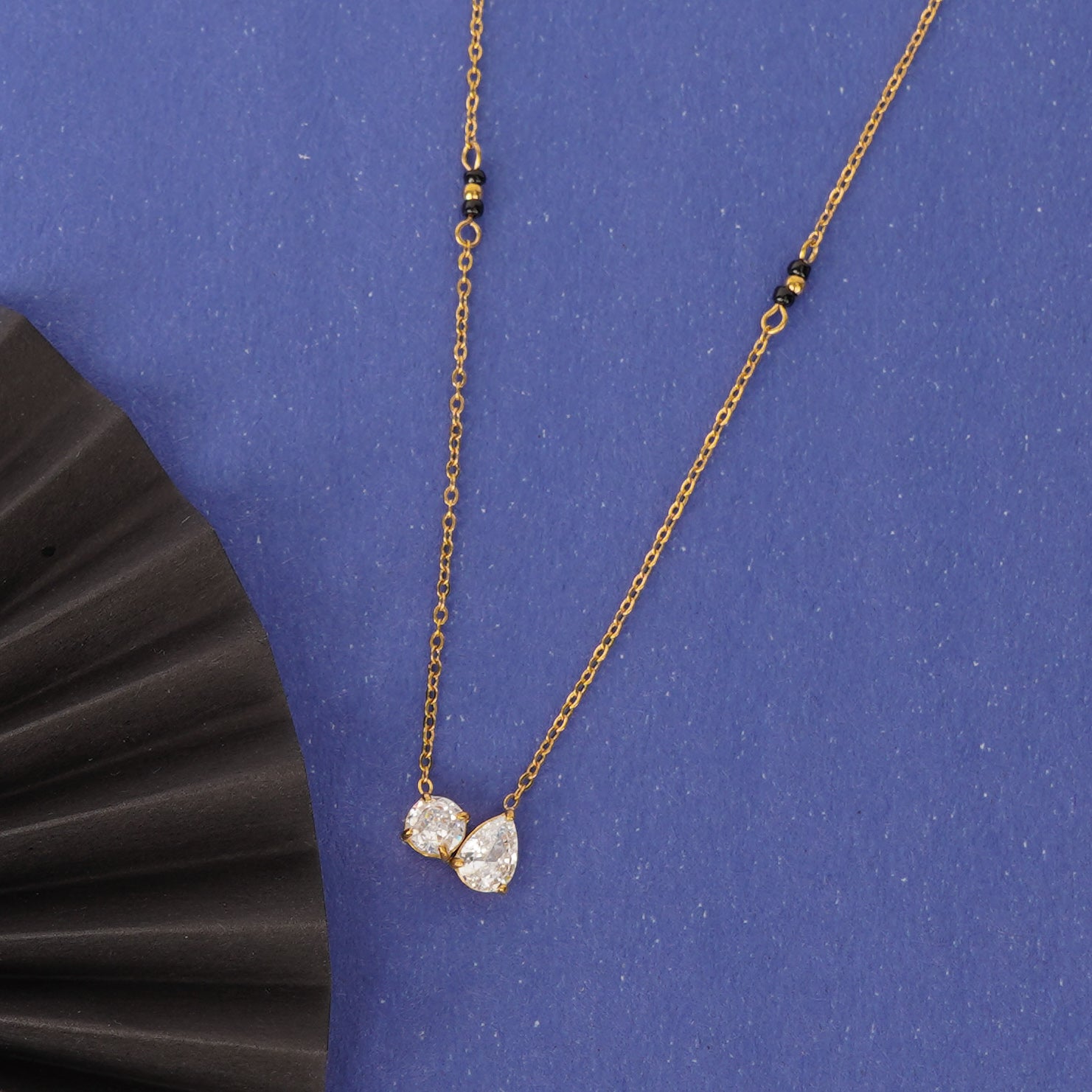 French Geometry White Zircon Necklace