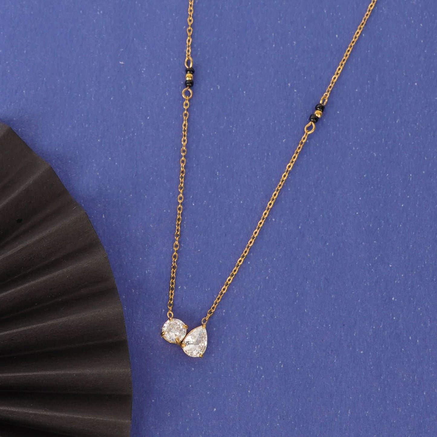 French Geometry White Zircon Necklace